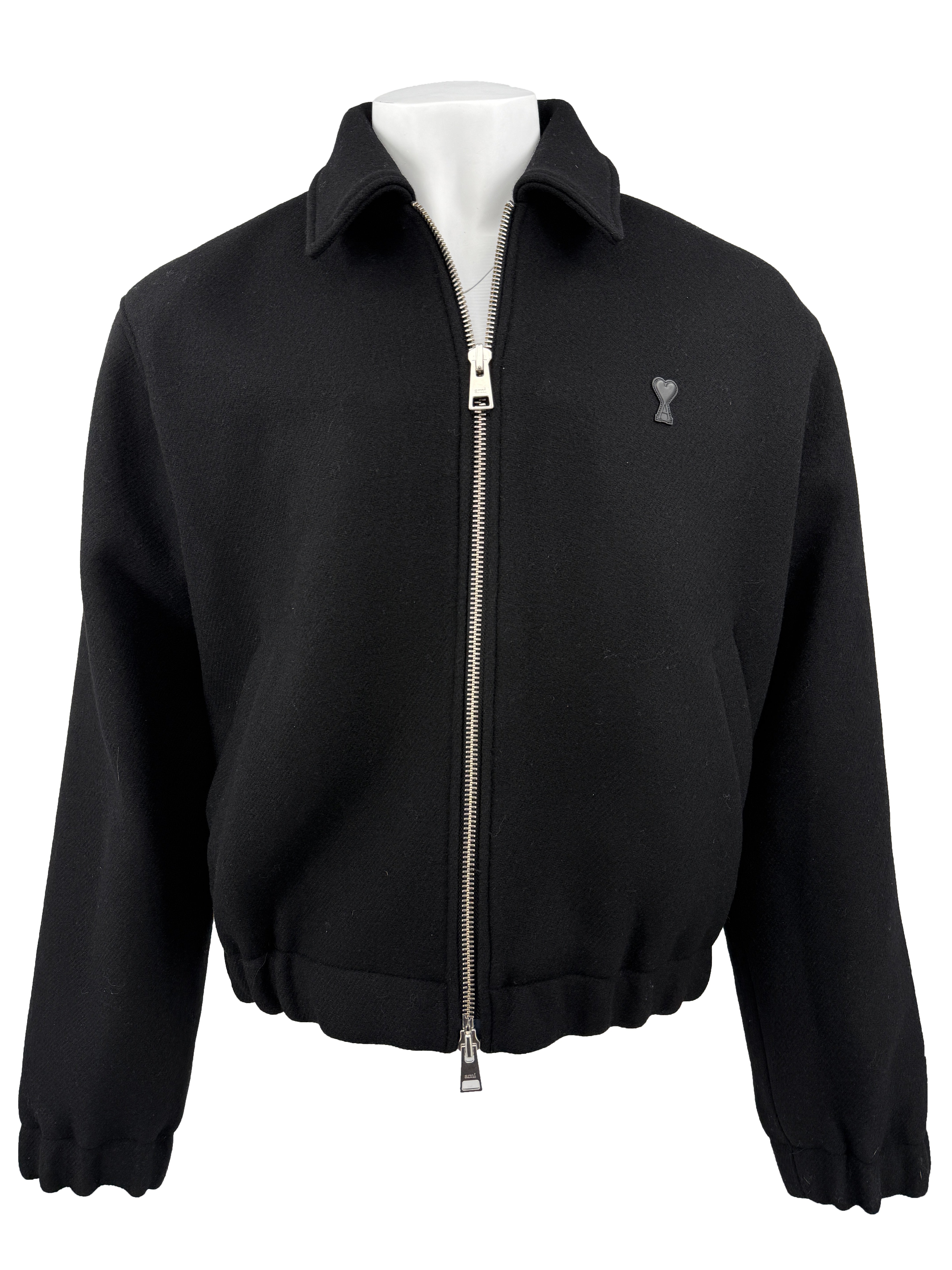 AMI Paris Blouson Zipped Bomber Jacket - Black AMI PARIS