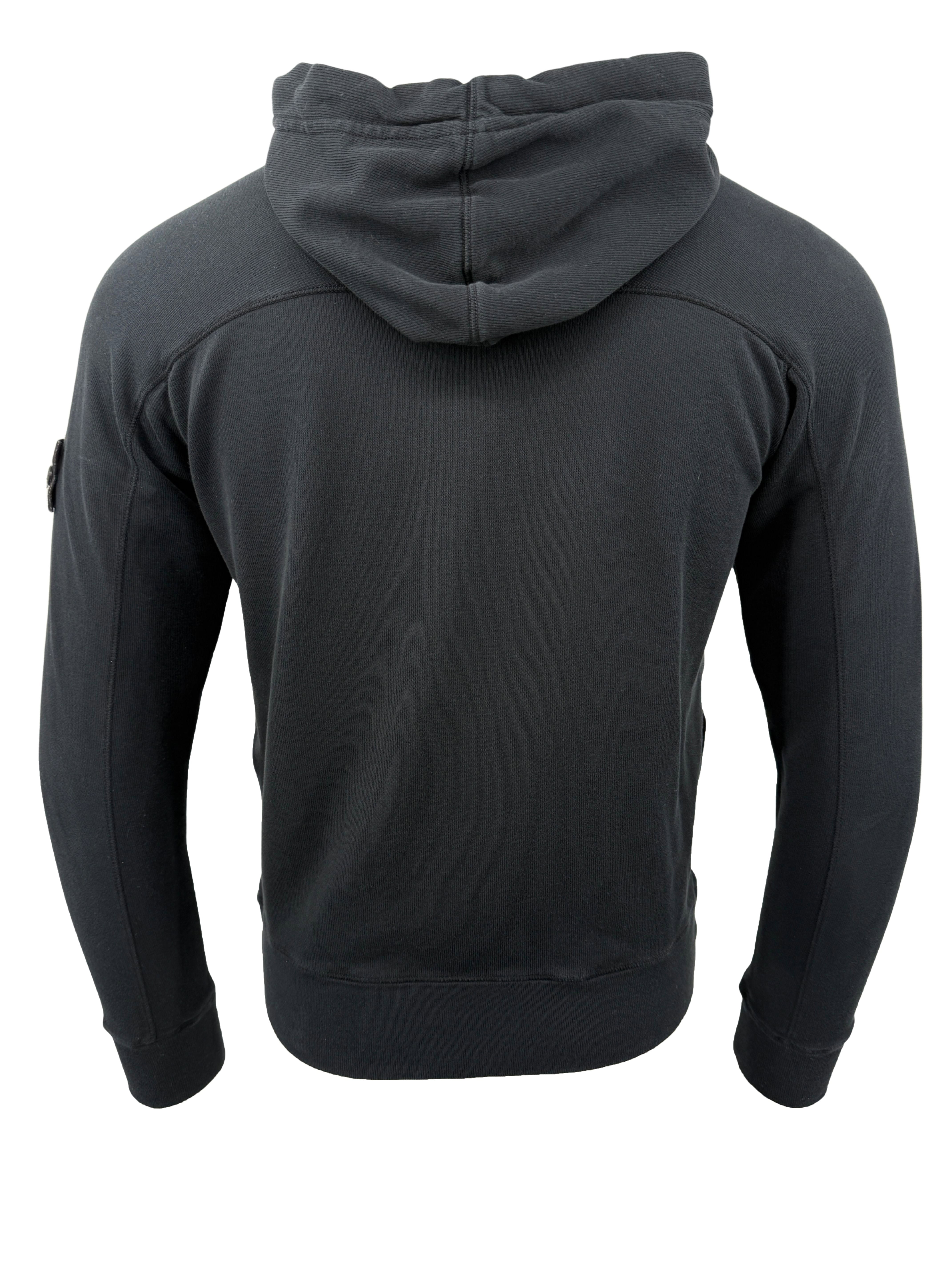 Stone Island Badge Zip Up Hoodie - Black Stone Island