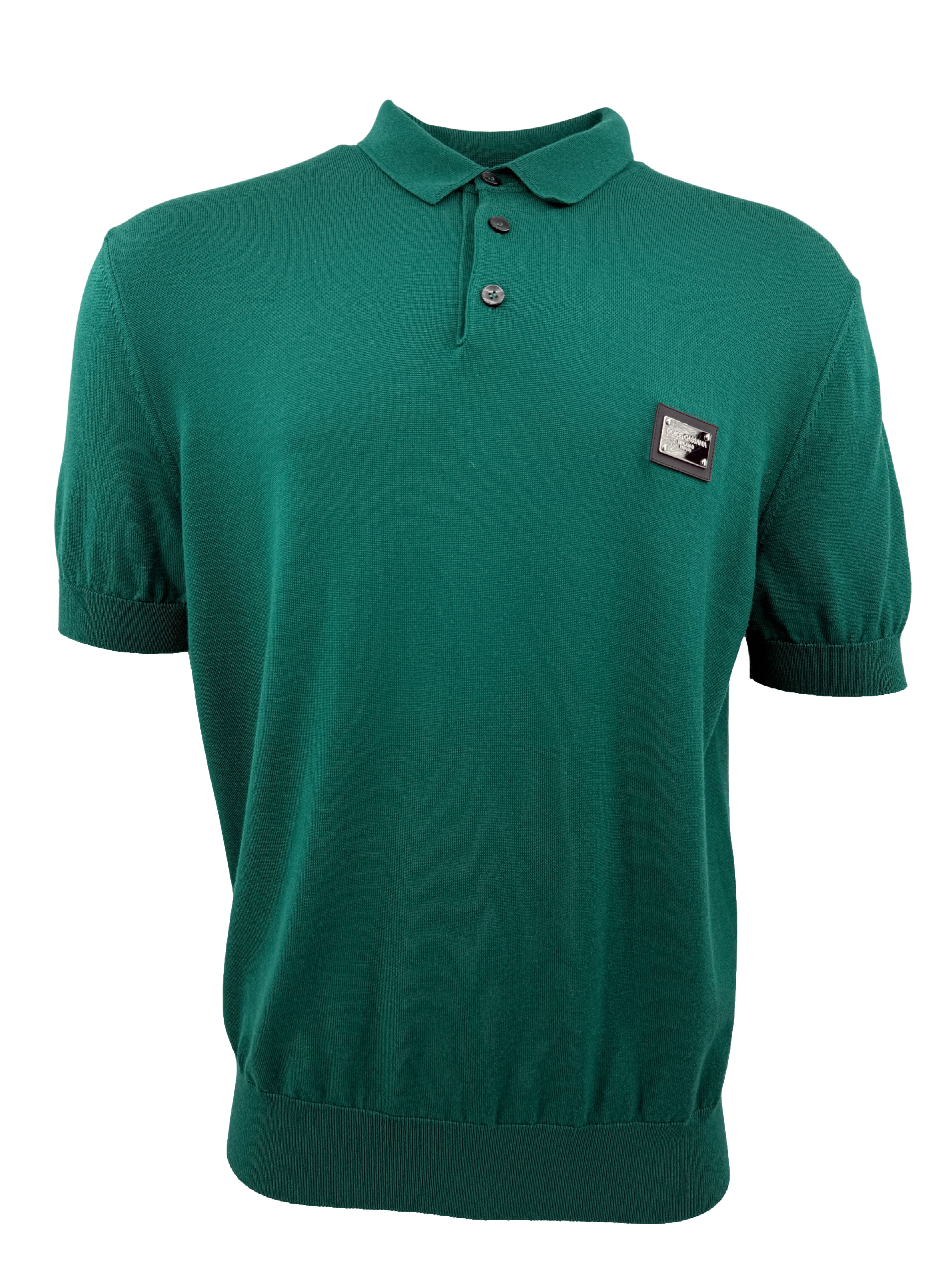 Dolce & Gabbana Wool Logo Polo - Pine Green Dolce & Gabbana