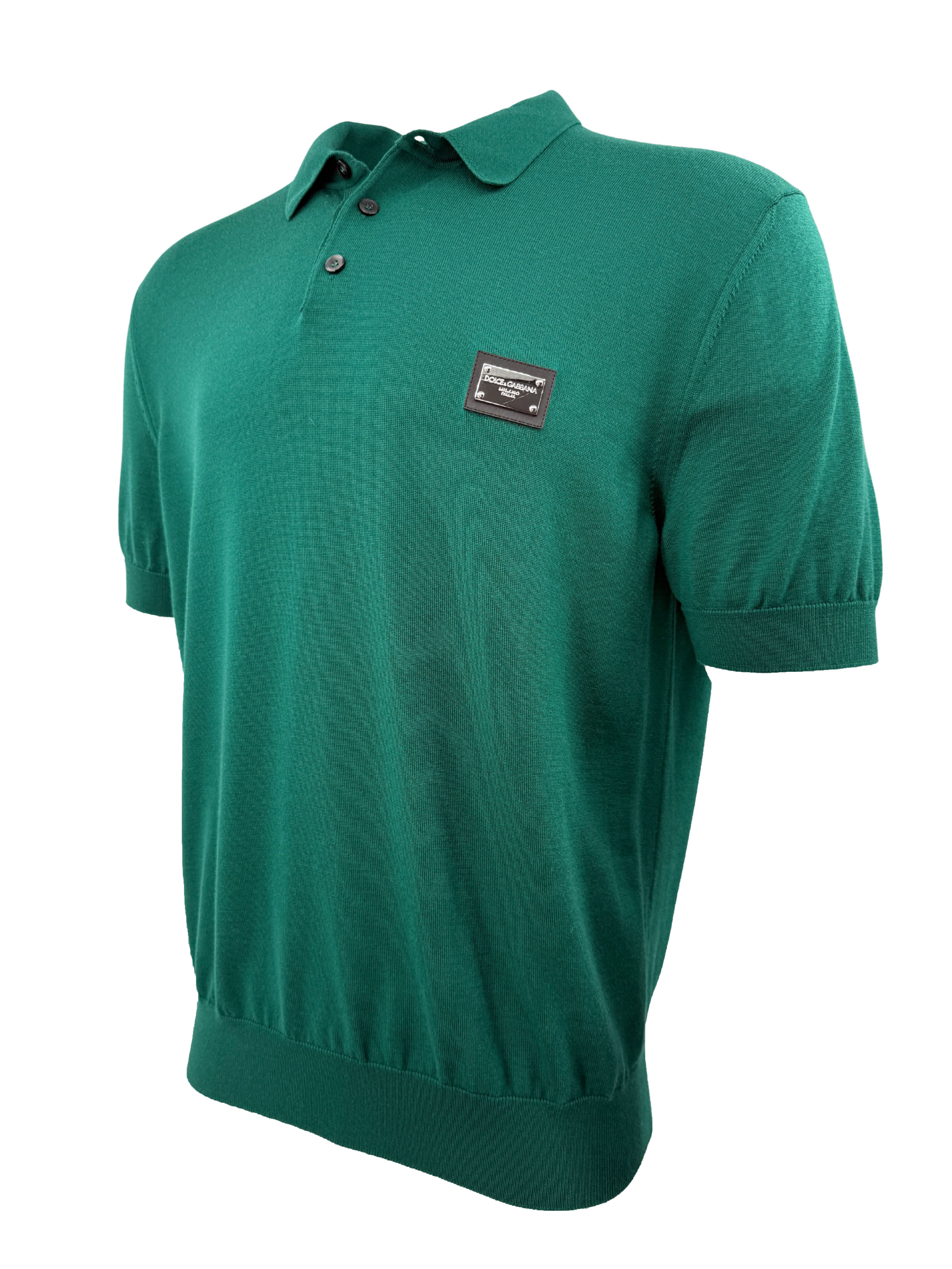 Dolce & Gabbana Wool Logo Polo - Pine Green Dolce & Gabbana