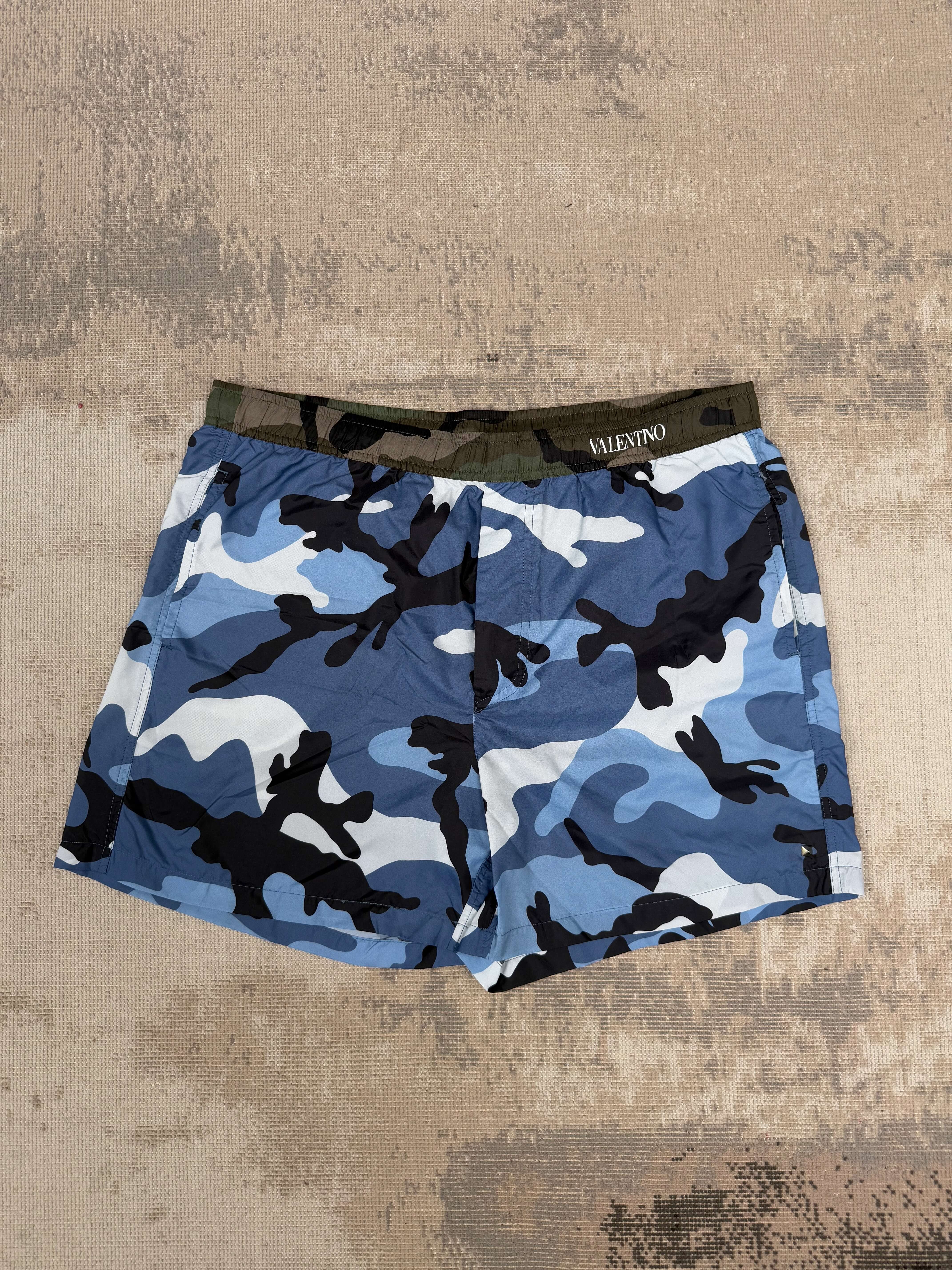 Valentino Camo Swim Shorts - Blue Valentino