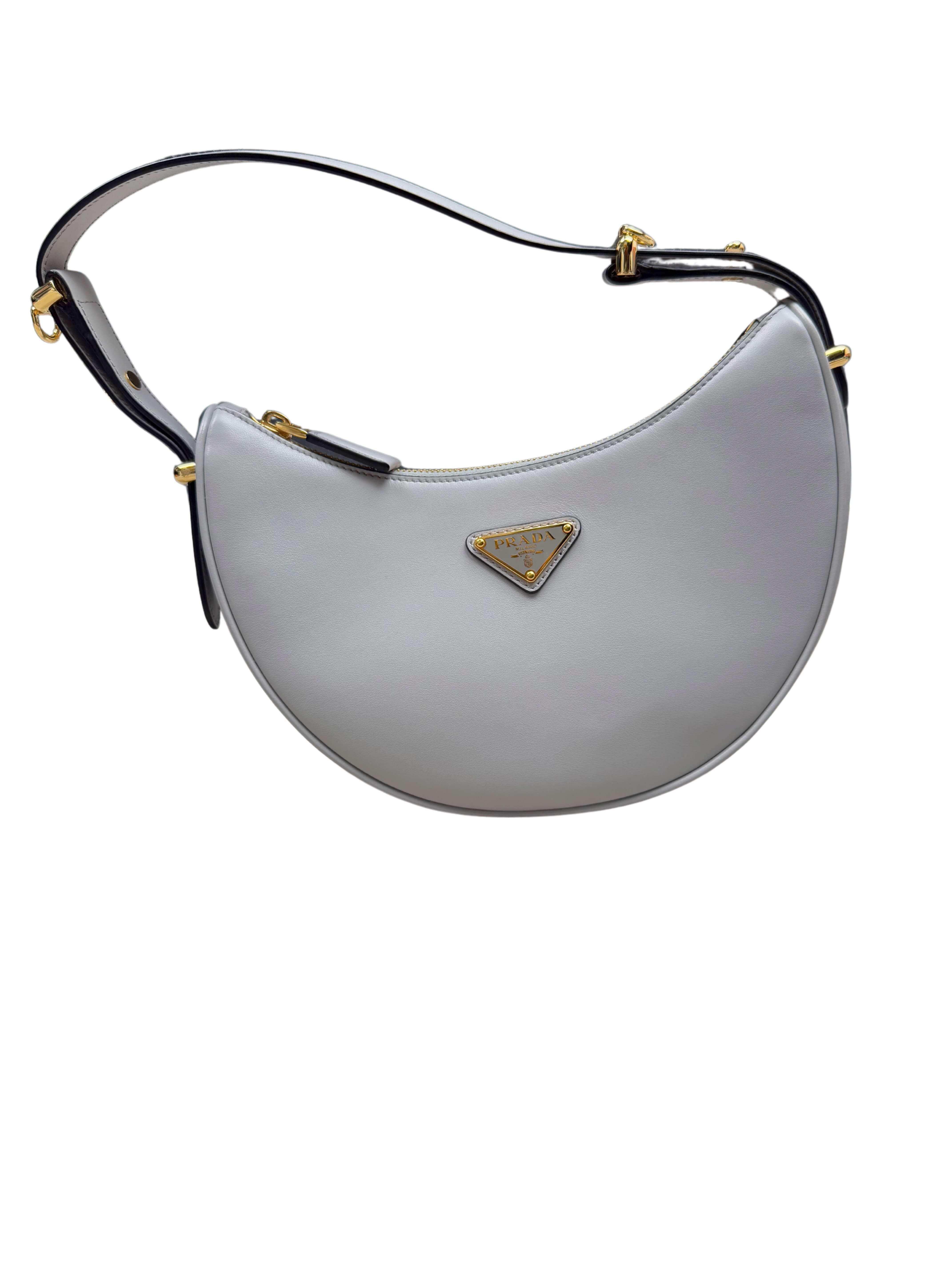 WOMENS - Prada Arqué Small Leather Shoulder Bag - Grey (Unused)
