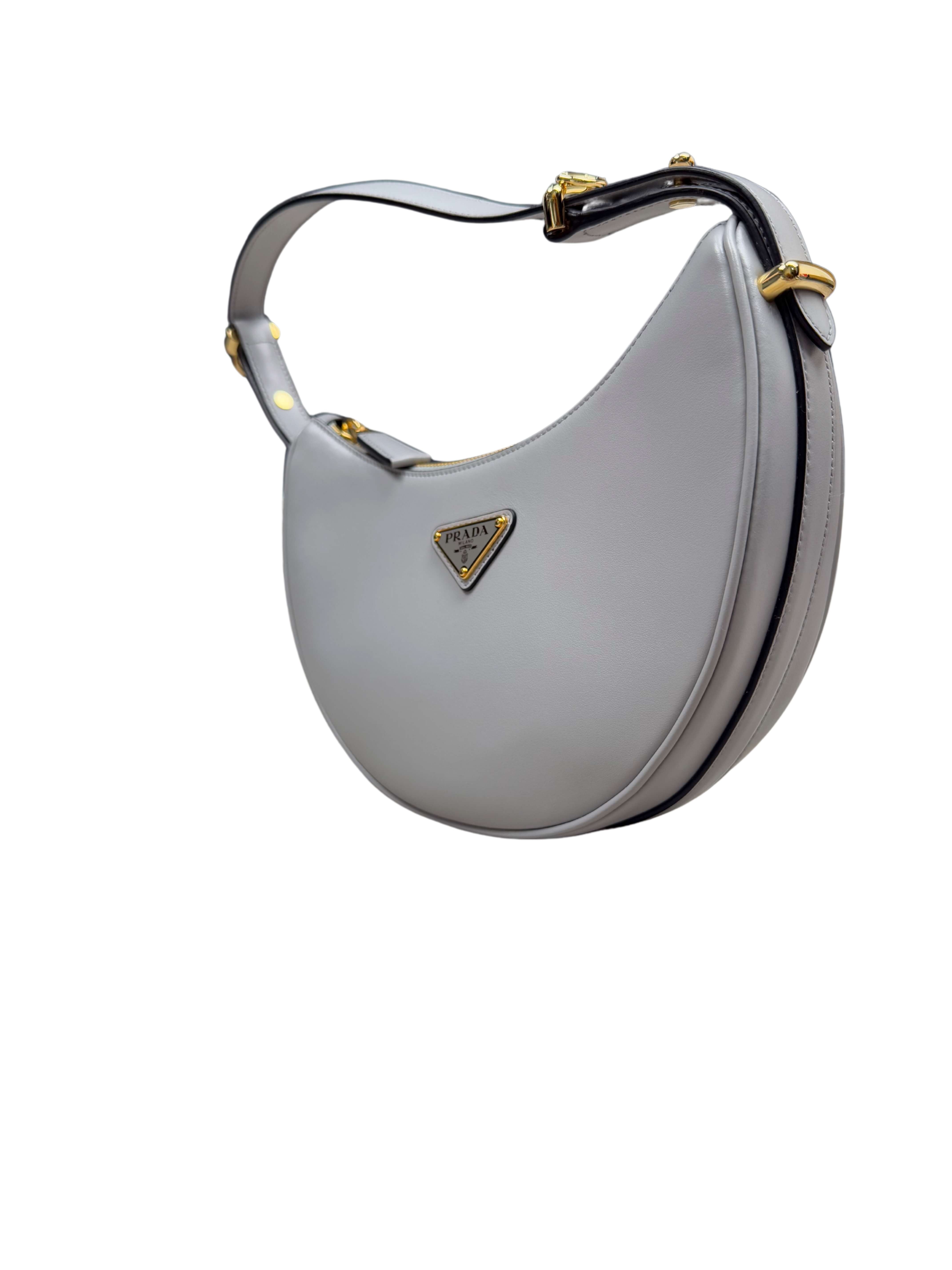 WOMENS - Prada Arqué Small Leather Shoulder Bag - Grey (Unused)
