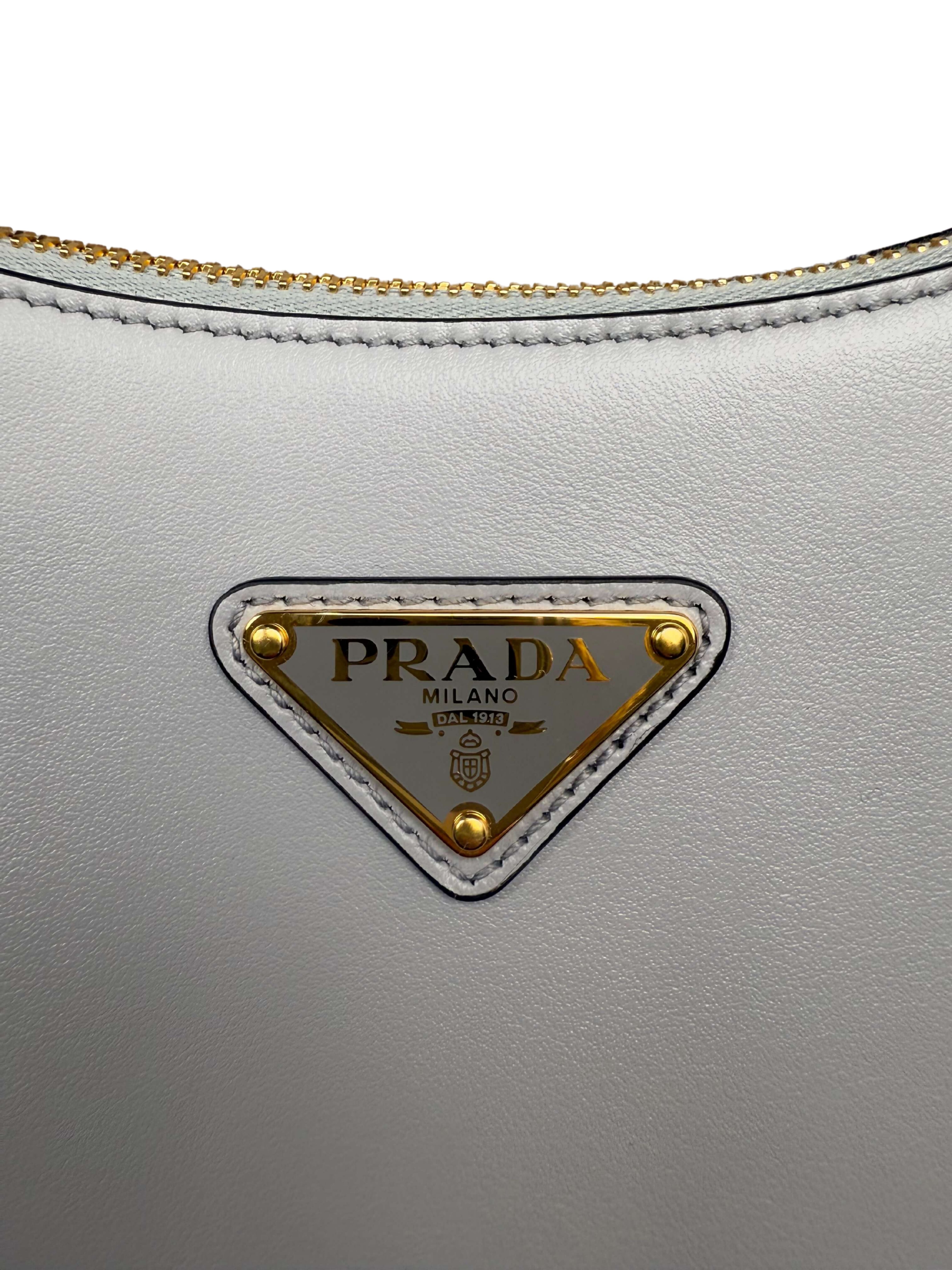 WOMEN'S - Prada Arqué Small Leather Shoulder Bag - Grey (Unused)
