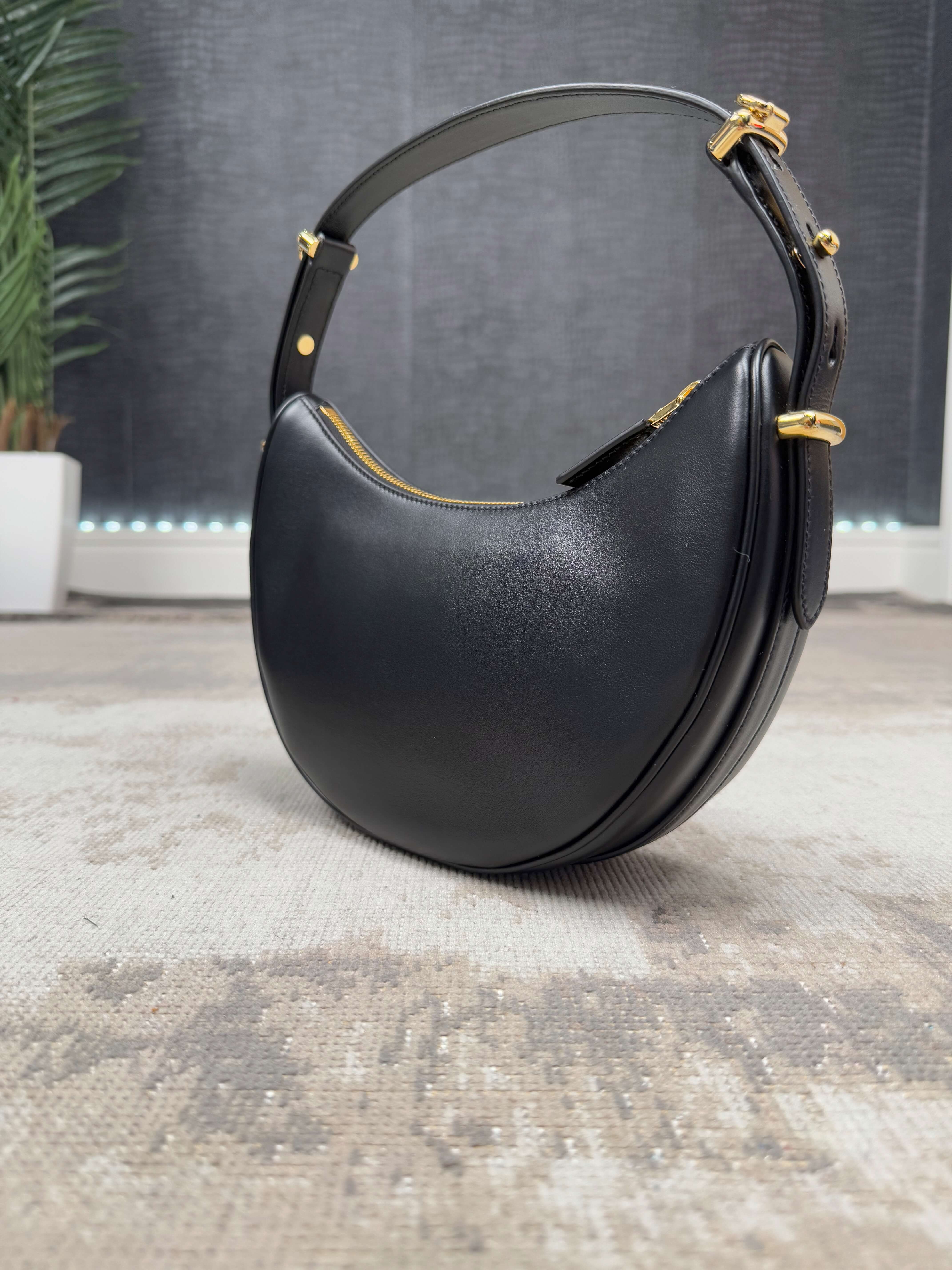 WOMEN'S - Prada Arqué Small Leather Shoulder Bag - Black (Unused) Prada