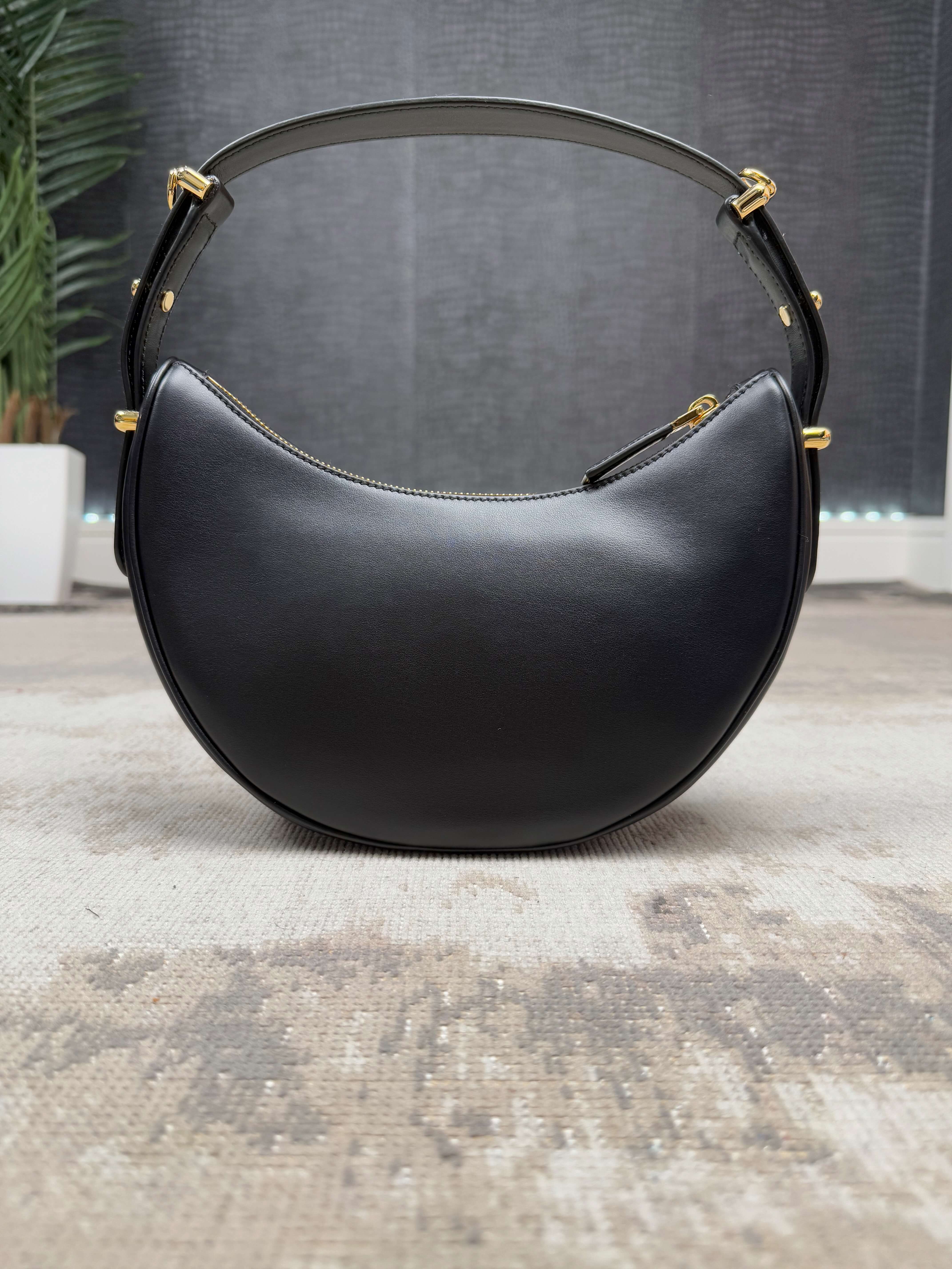 WOMEN'S - Prada Arqué Small Leather Shoulder Bag - Black (Unused) Prada