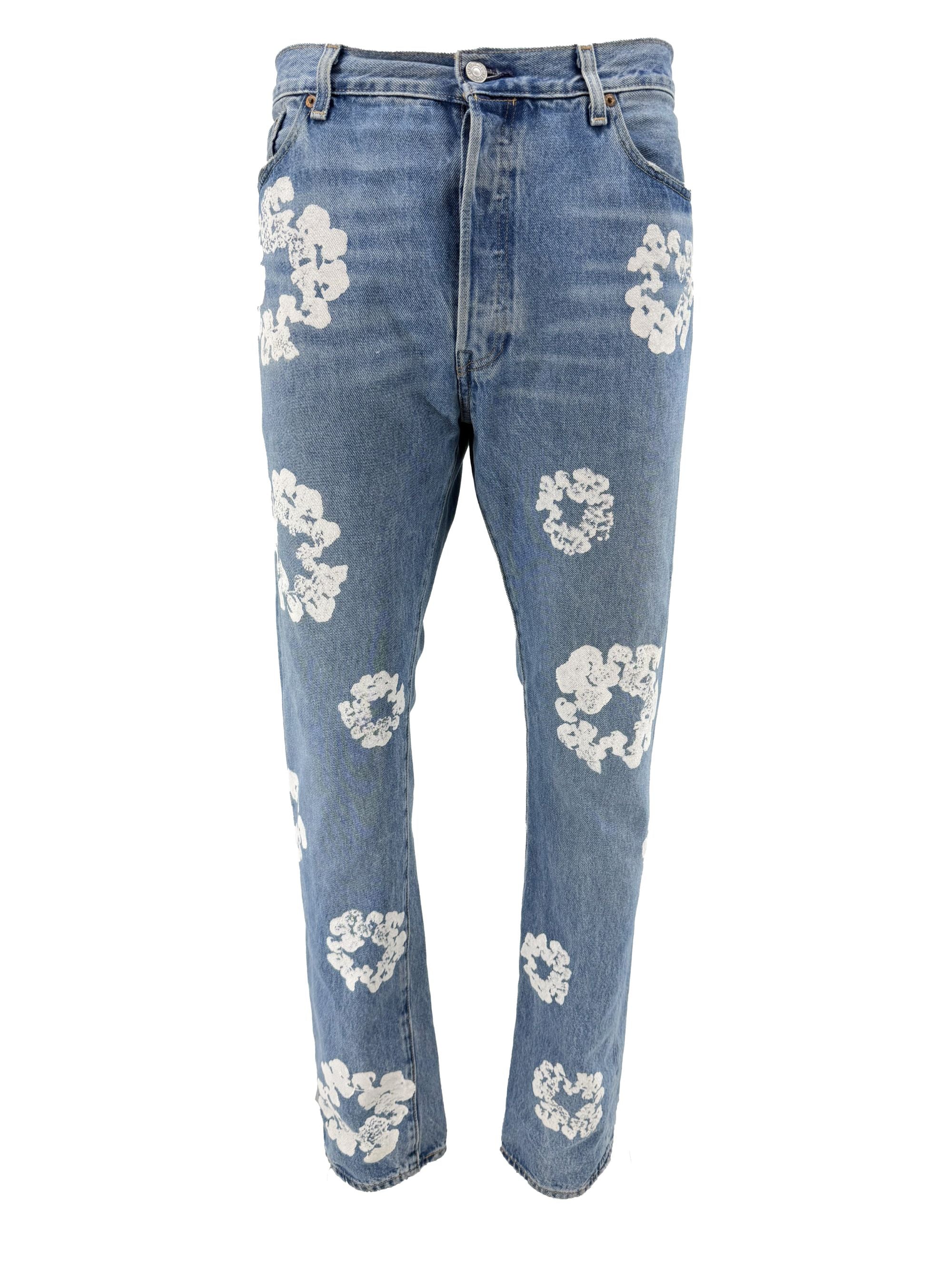 Denim Tears x Levi Wreath-Print Jeans - Blue Denim Tears