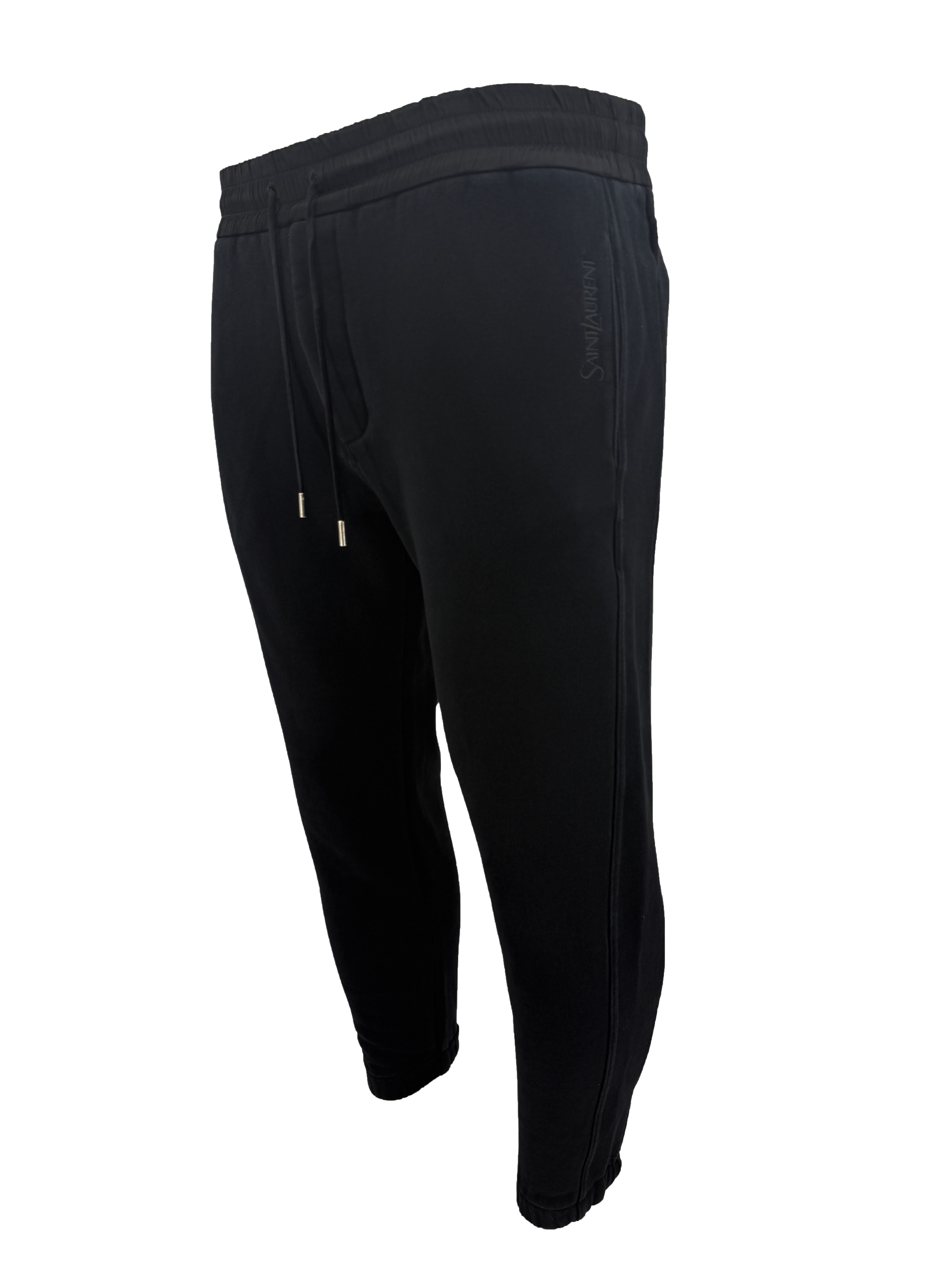 Saint Laurent Logo Embroidered Joggers - Black