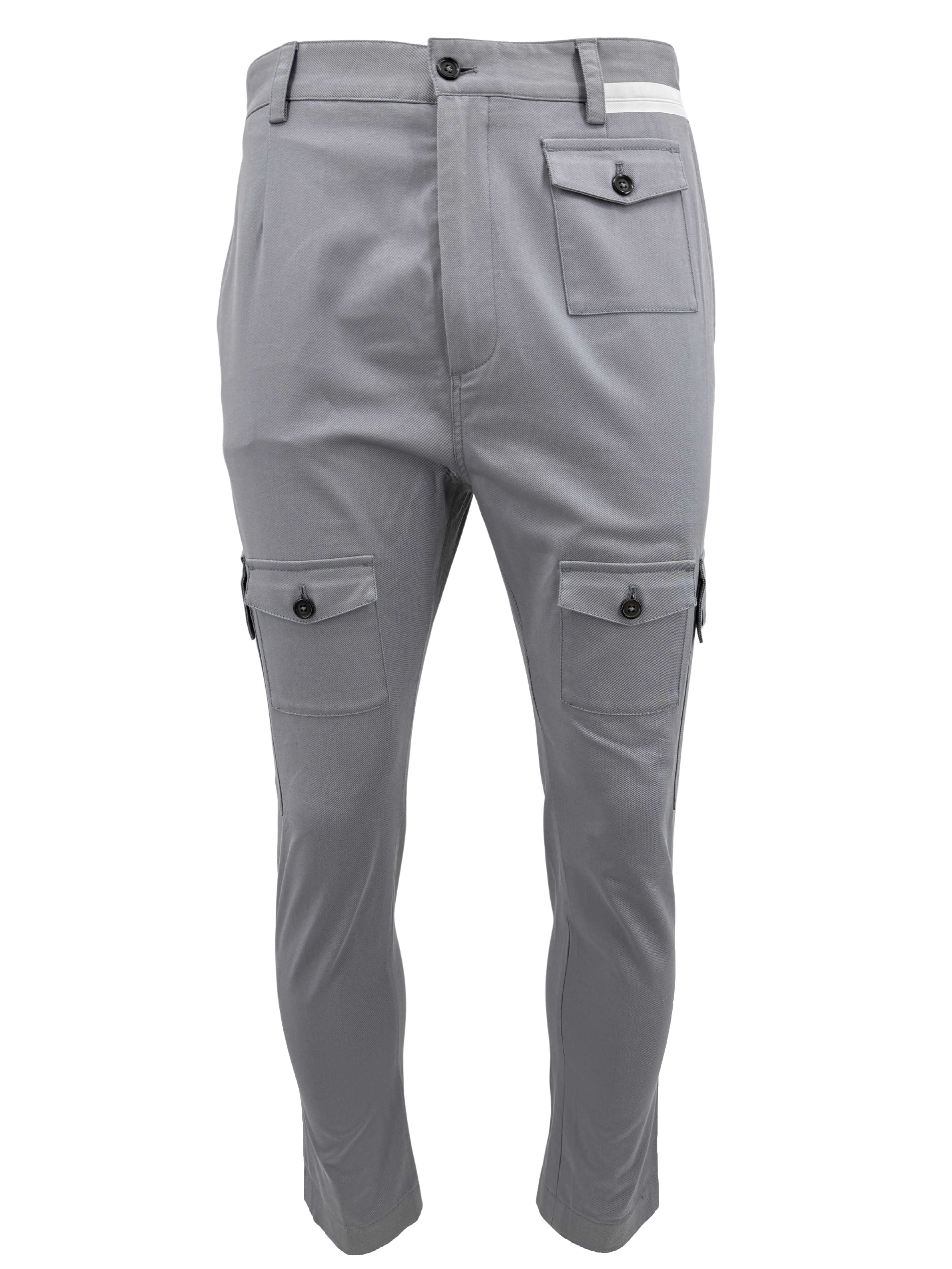 Dolce and Gabbana Stripe Logo Cargo Trousers - Grey