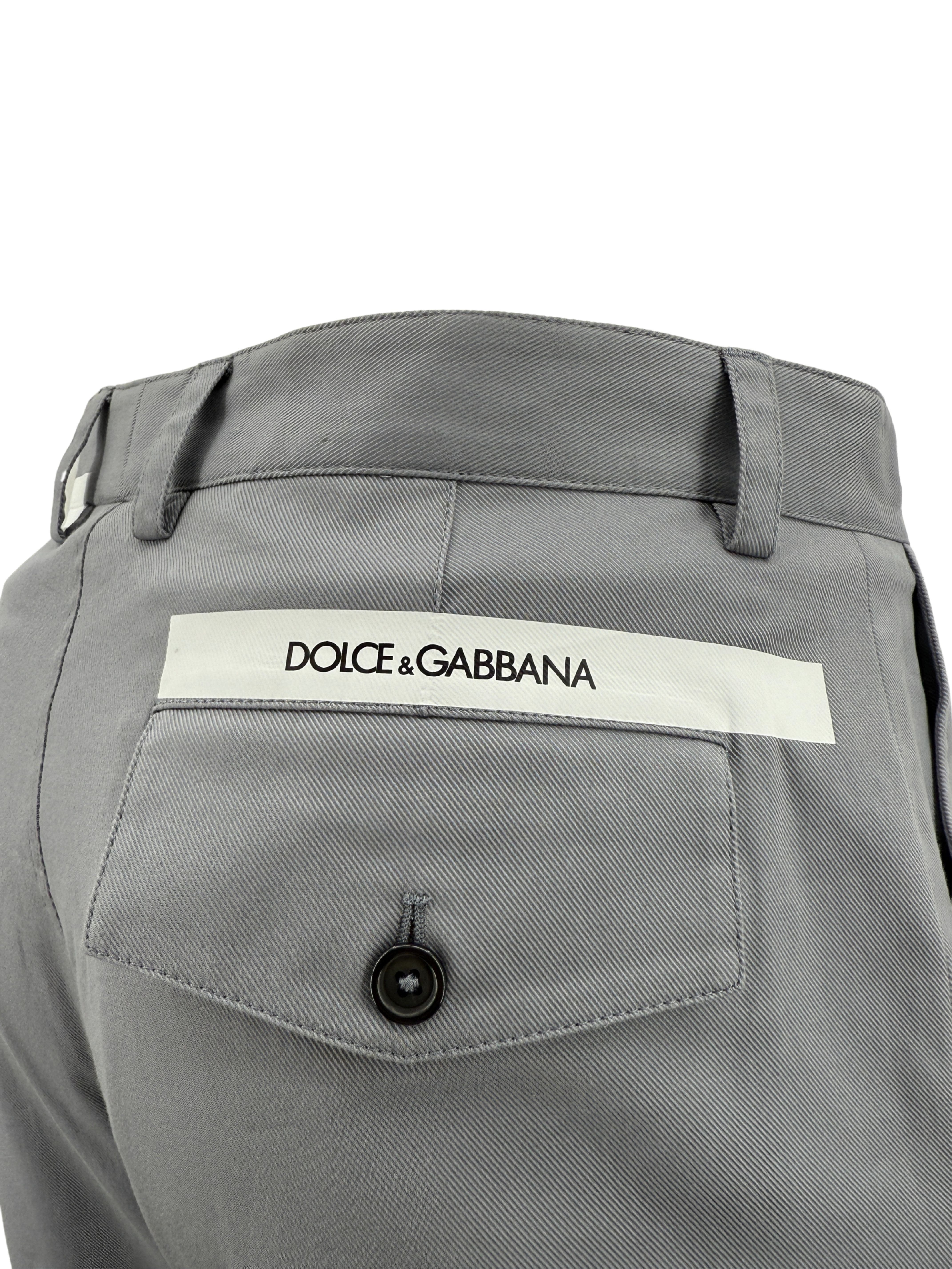 Dolce and Gabbana Stripe Logo Cargo Trousers - Grey