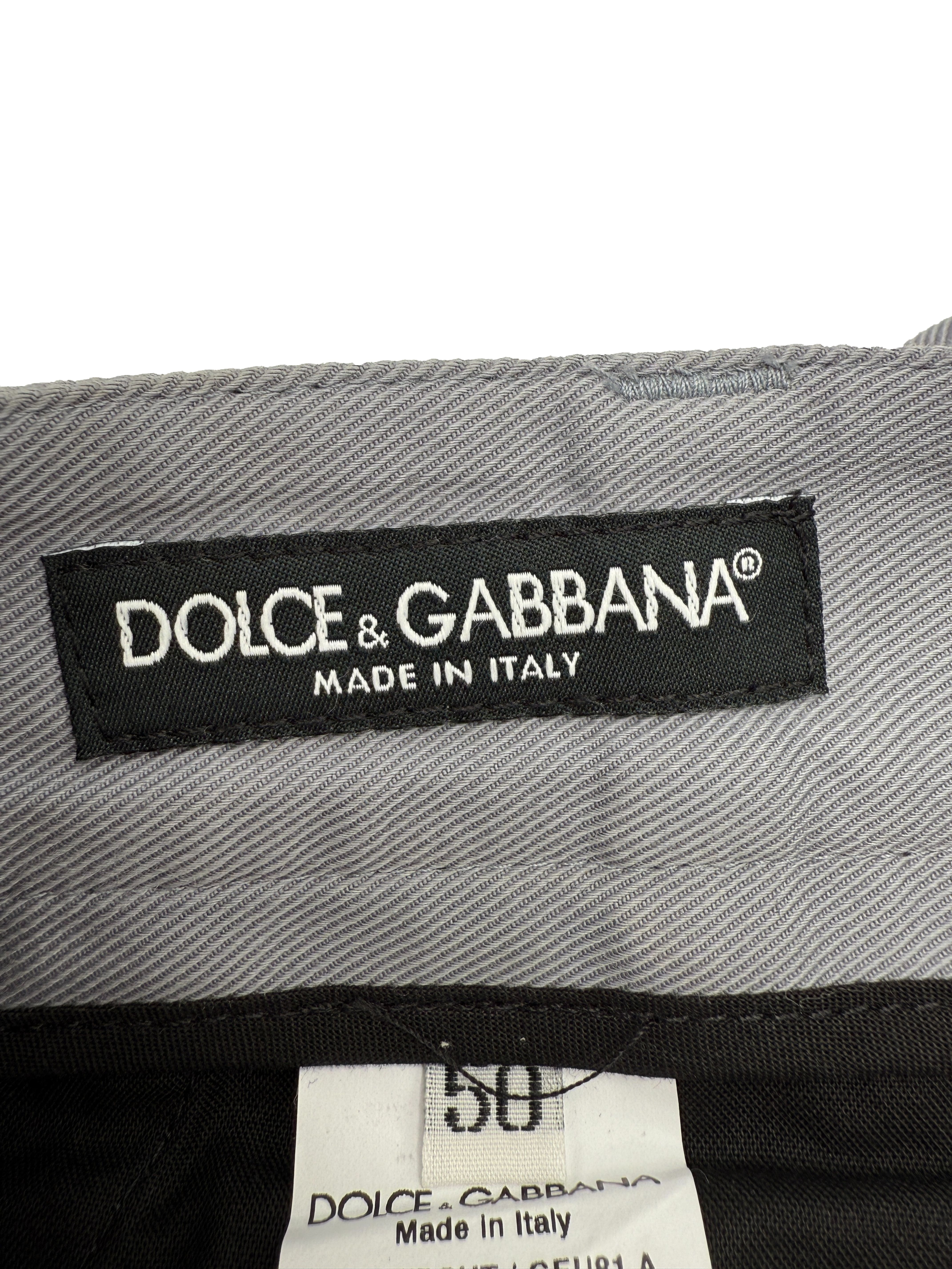 Dolce and Gabbana Stripe Logo Cargo Trousers - Grey