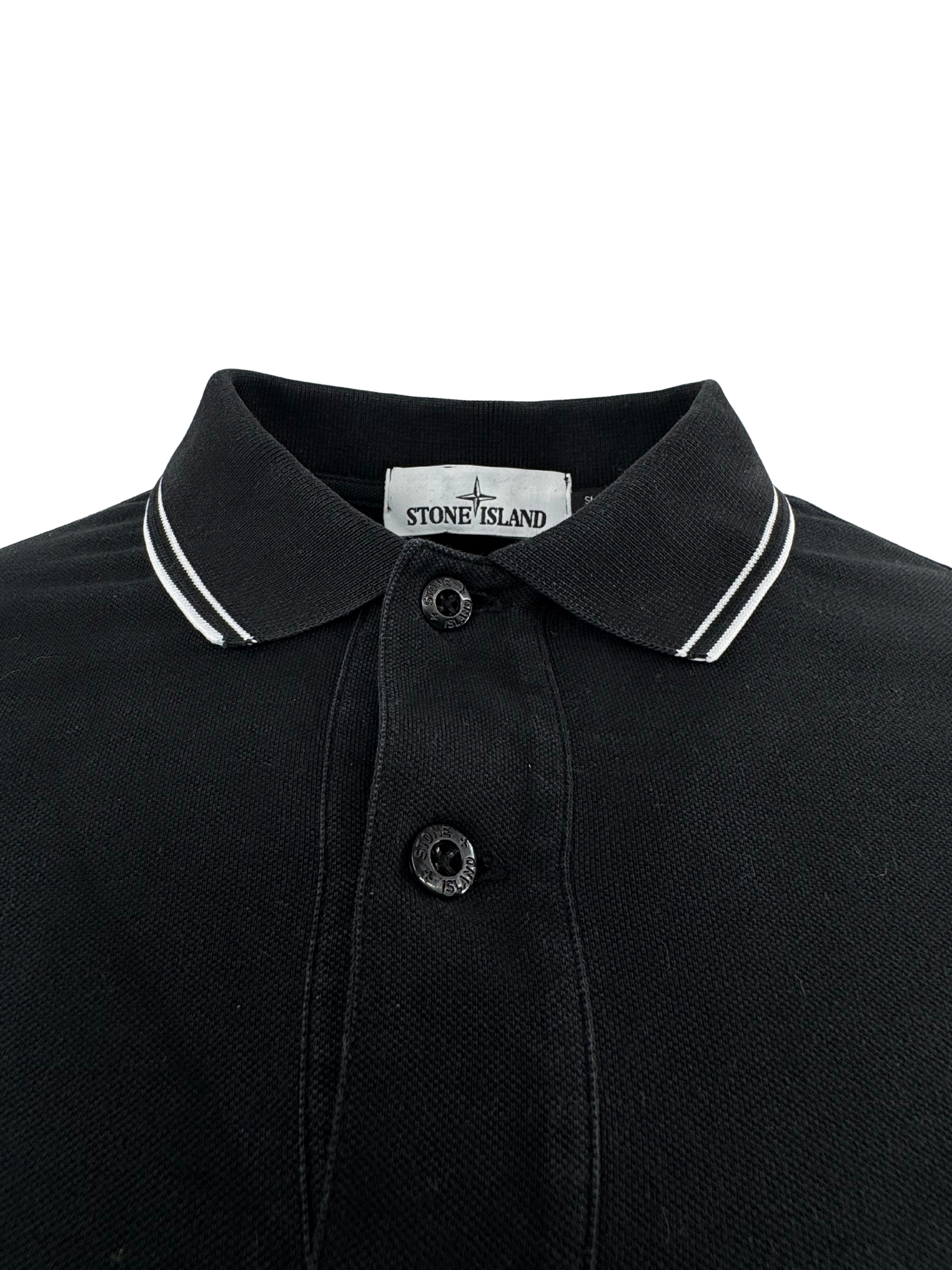 Stone Island Logo Cotton Compass Patch Polo Shirt - Black Stone Island