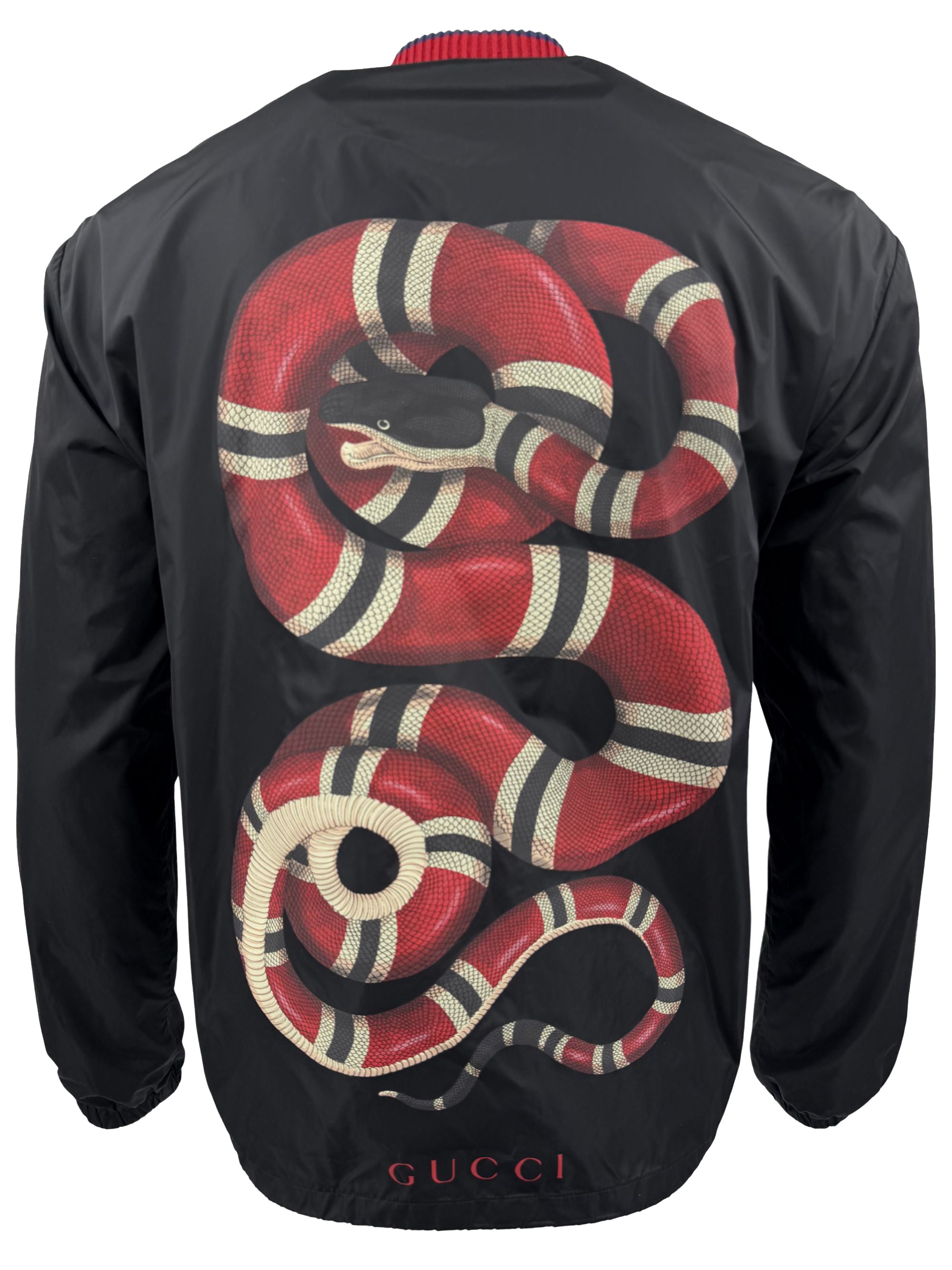 Gucci Snake Print Nylon Bomber Jacket - Black Gucci