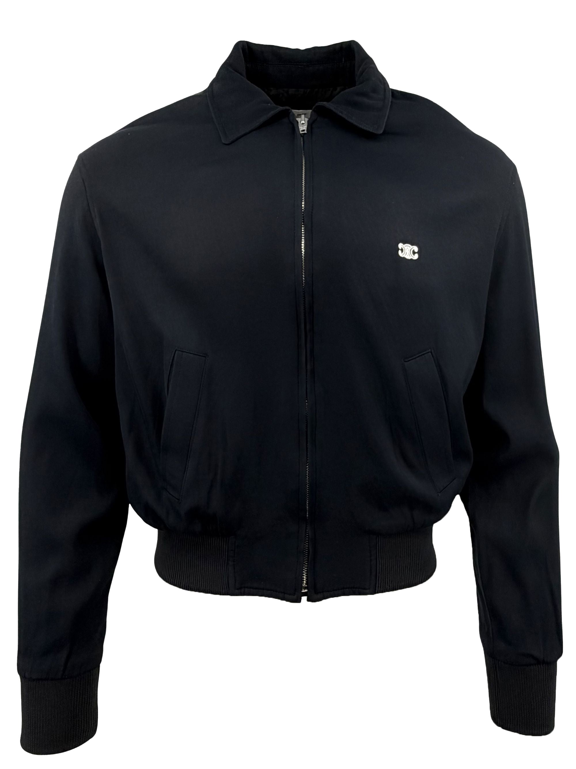 Celine Logo-Embroidered Blouson Jacket - Black Celine