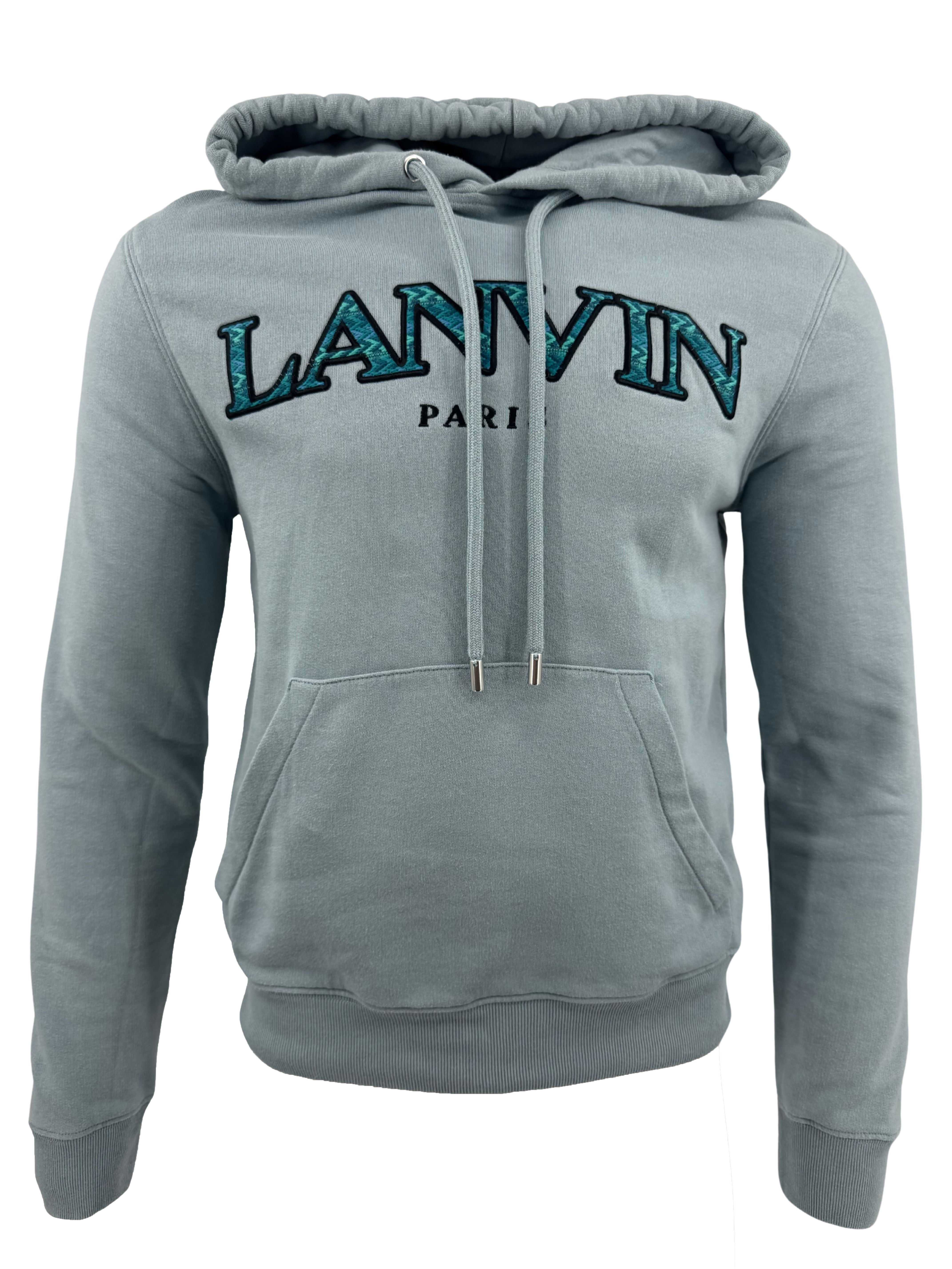 Lanvin Paris Embroidered Logo Hoodie - Light blue Lanvin