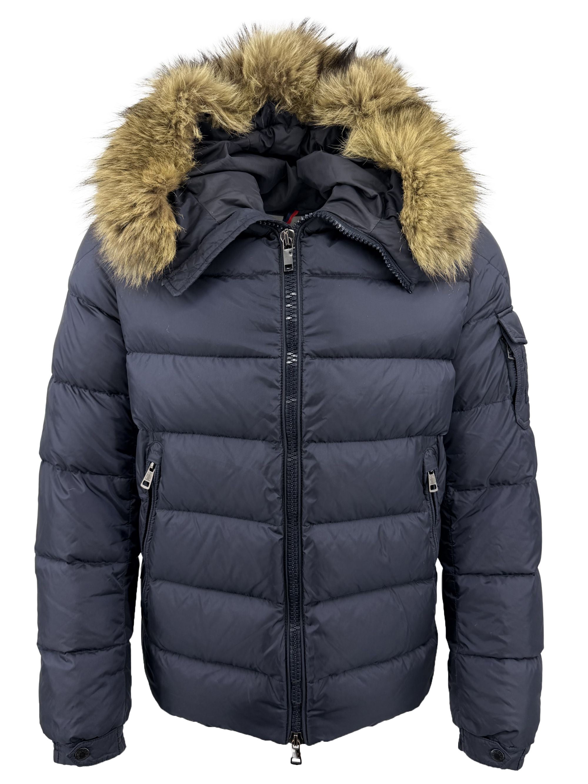Moncler Byron Fur Hooded Puffer Jacket - Navy Moncler