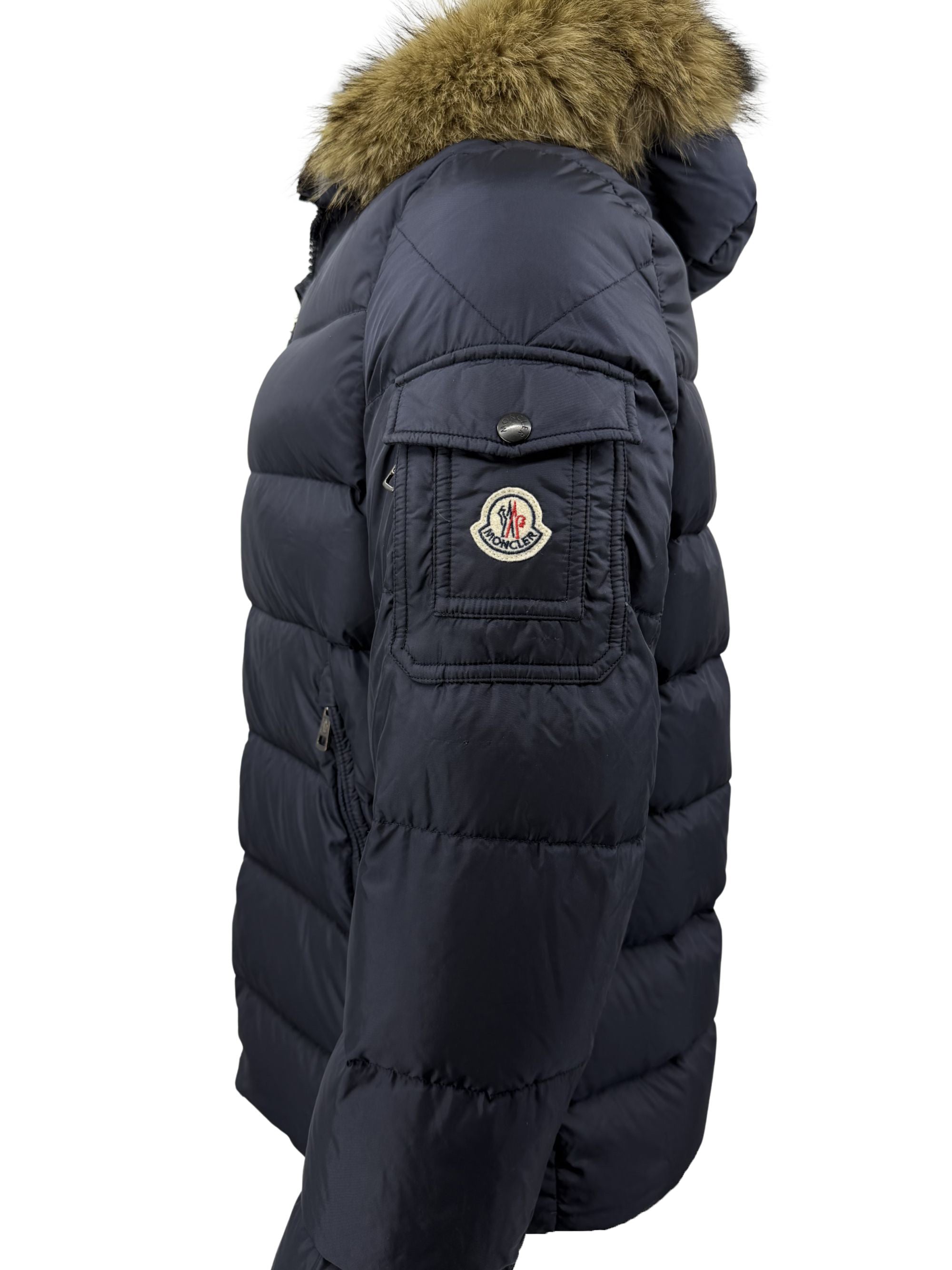 Moncler Byron Fur Hooded Puffer Jacket - Navy Moncler