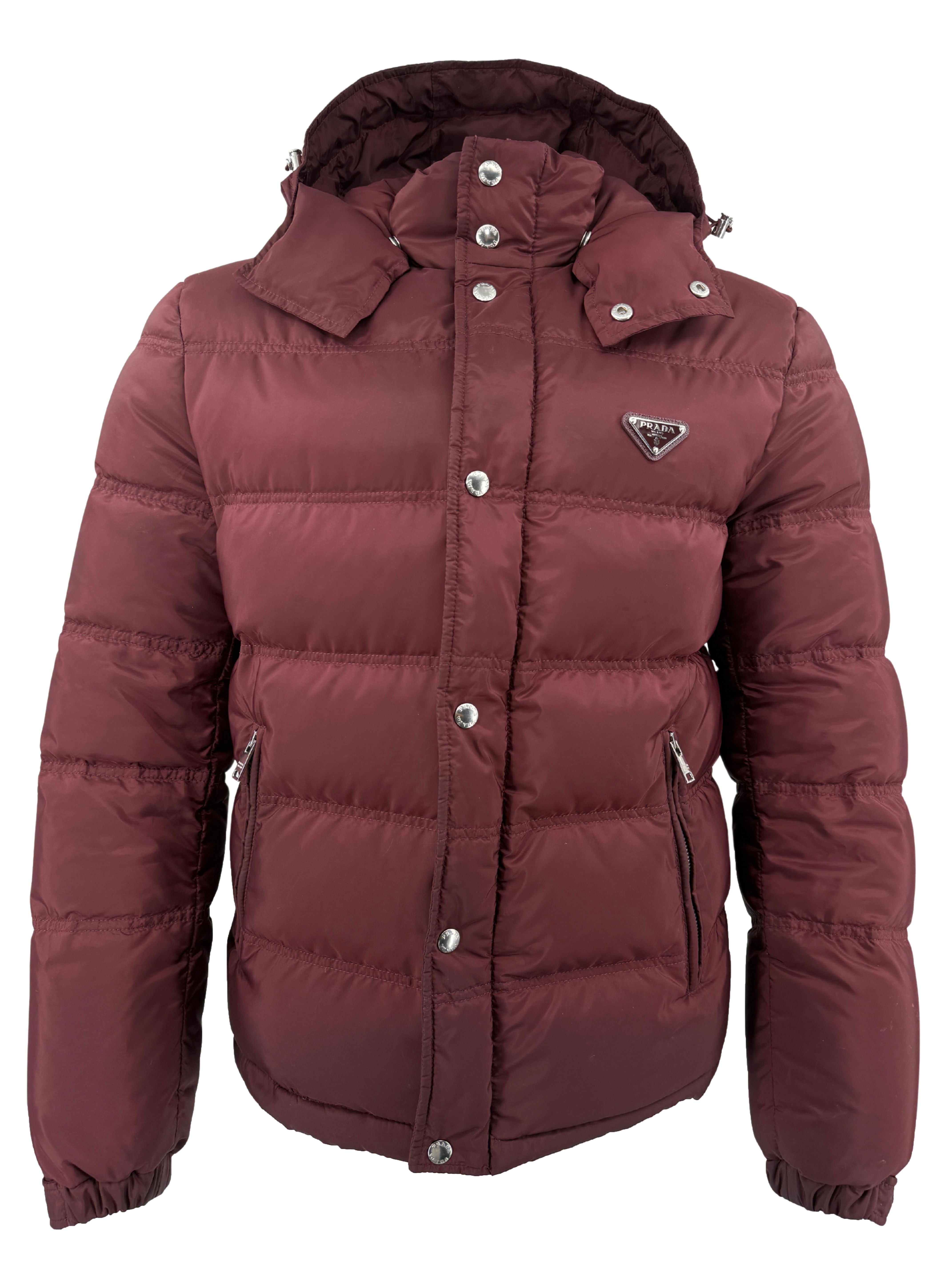 Prada Plaque Down Jacket - Burgundy