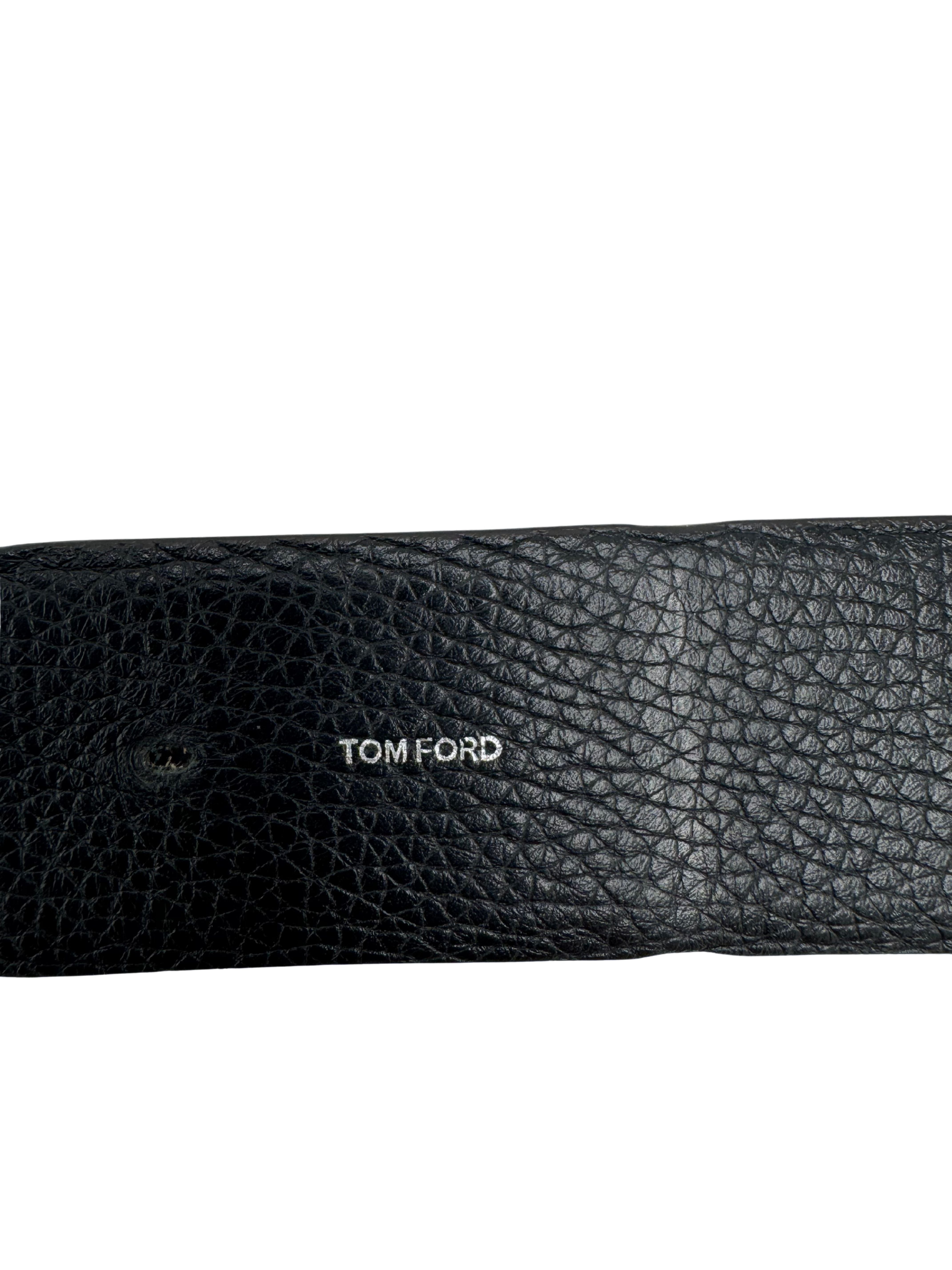 Tom Ford T Buckle Leather Reversible Belt - Black / Brown Tom Ford