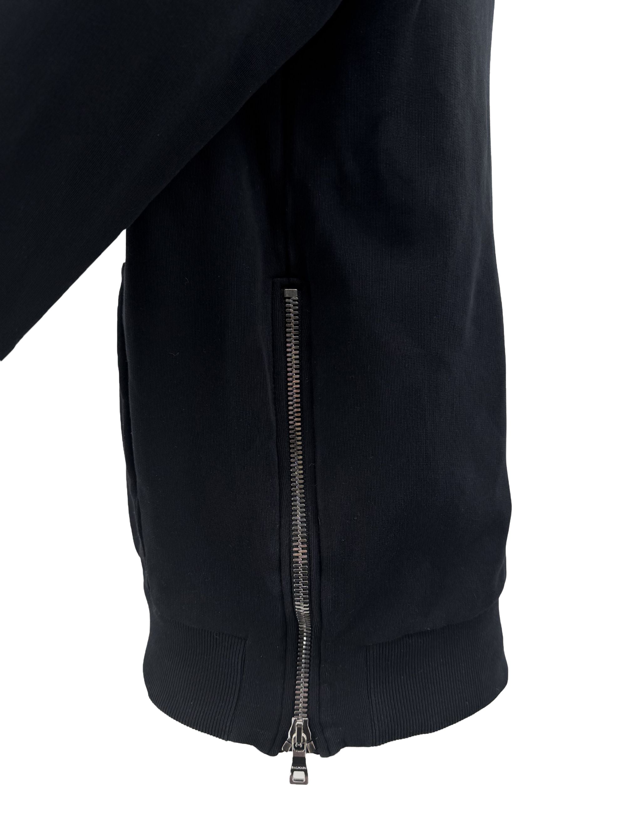 Balmain Zip Detail Logo Hoodie - Black Balmain