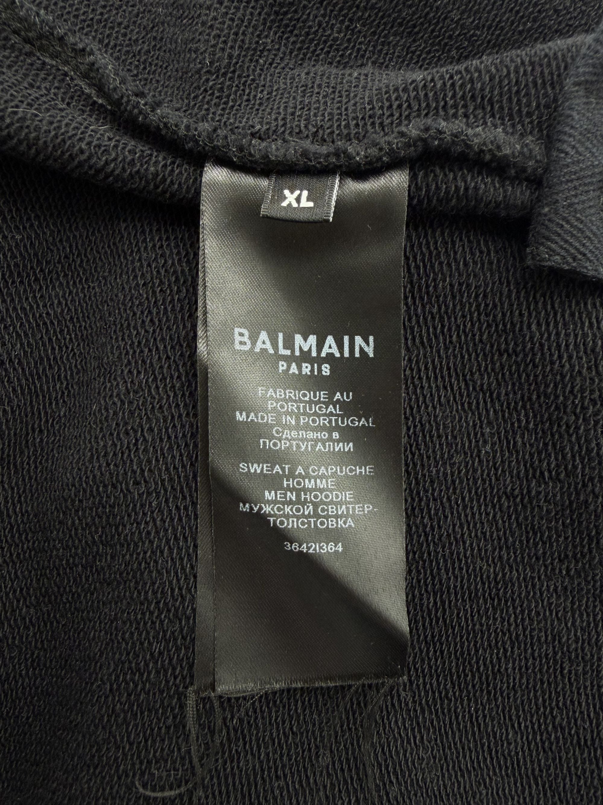 Balmain Zip Detail Logo Hoodie - Black Balmain