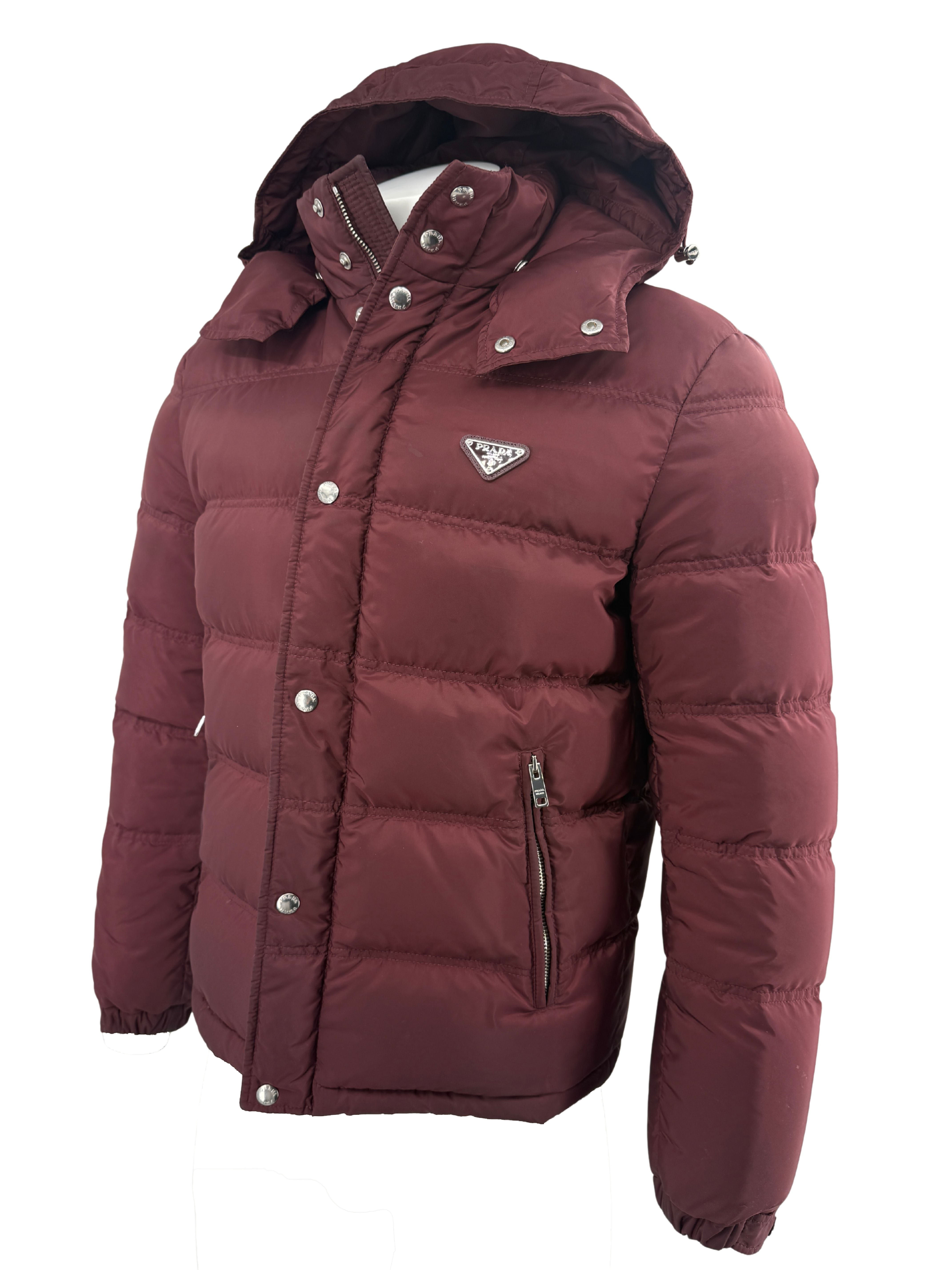 Prada Plaque Down Jacket - Burgundy
