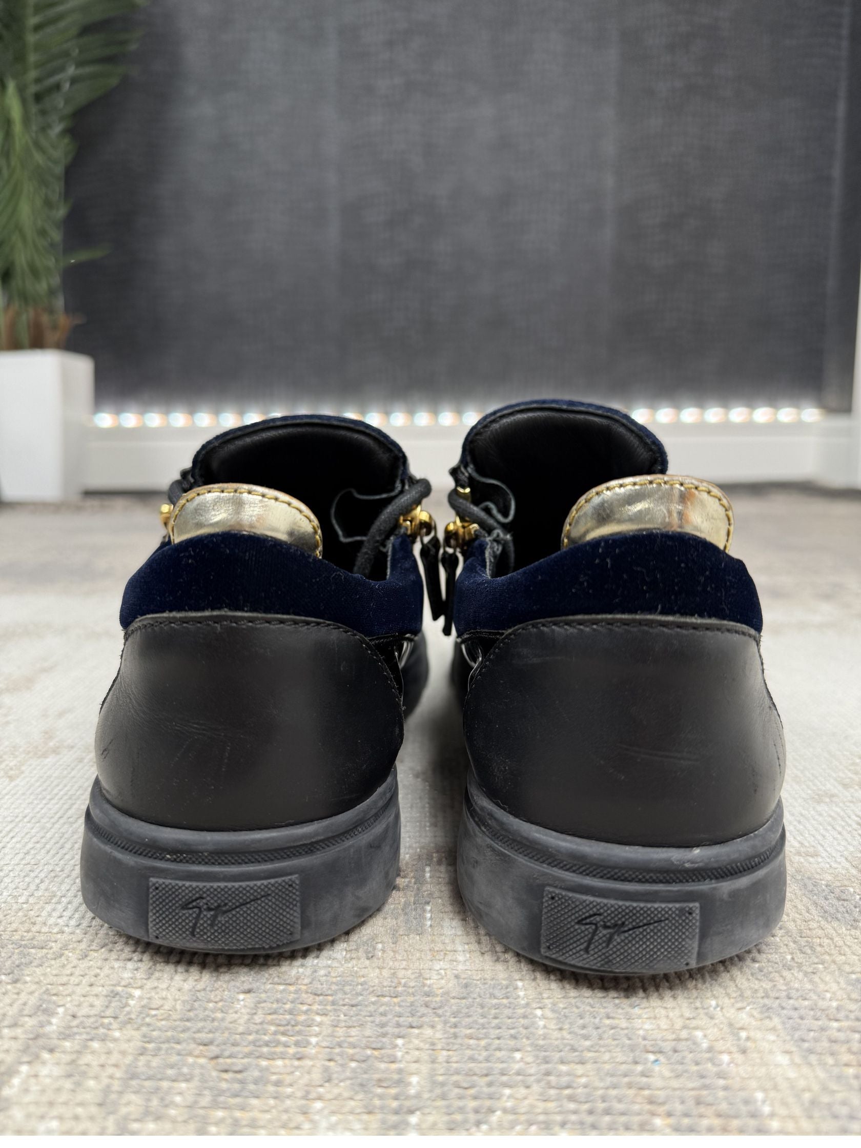 Giuseppe Zanotti Velvet Panel Low Trainer - Navy Giuseppe Zanotti