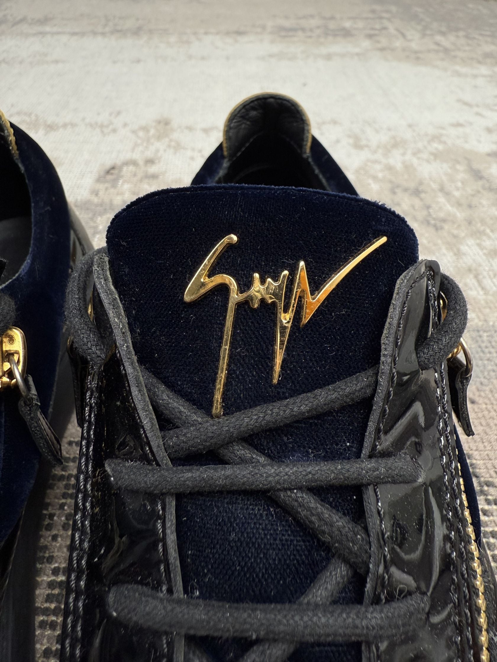 Giuseppe Zanotti Velvet Panel Low Trainer - Navy Giuseppe Zanotti