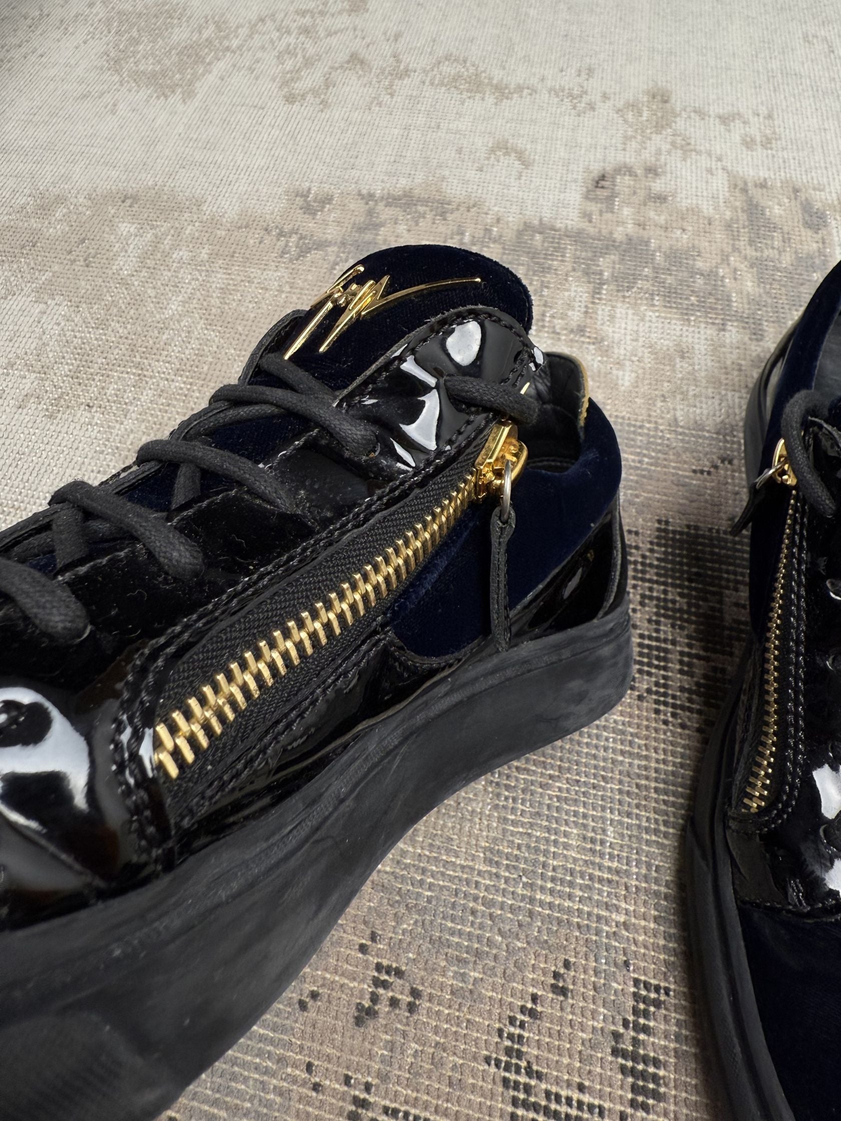 Giuseppe Zanotti Velvet Panel Low Trainer - Navy Giuseppe Zanotti