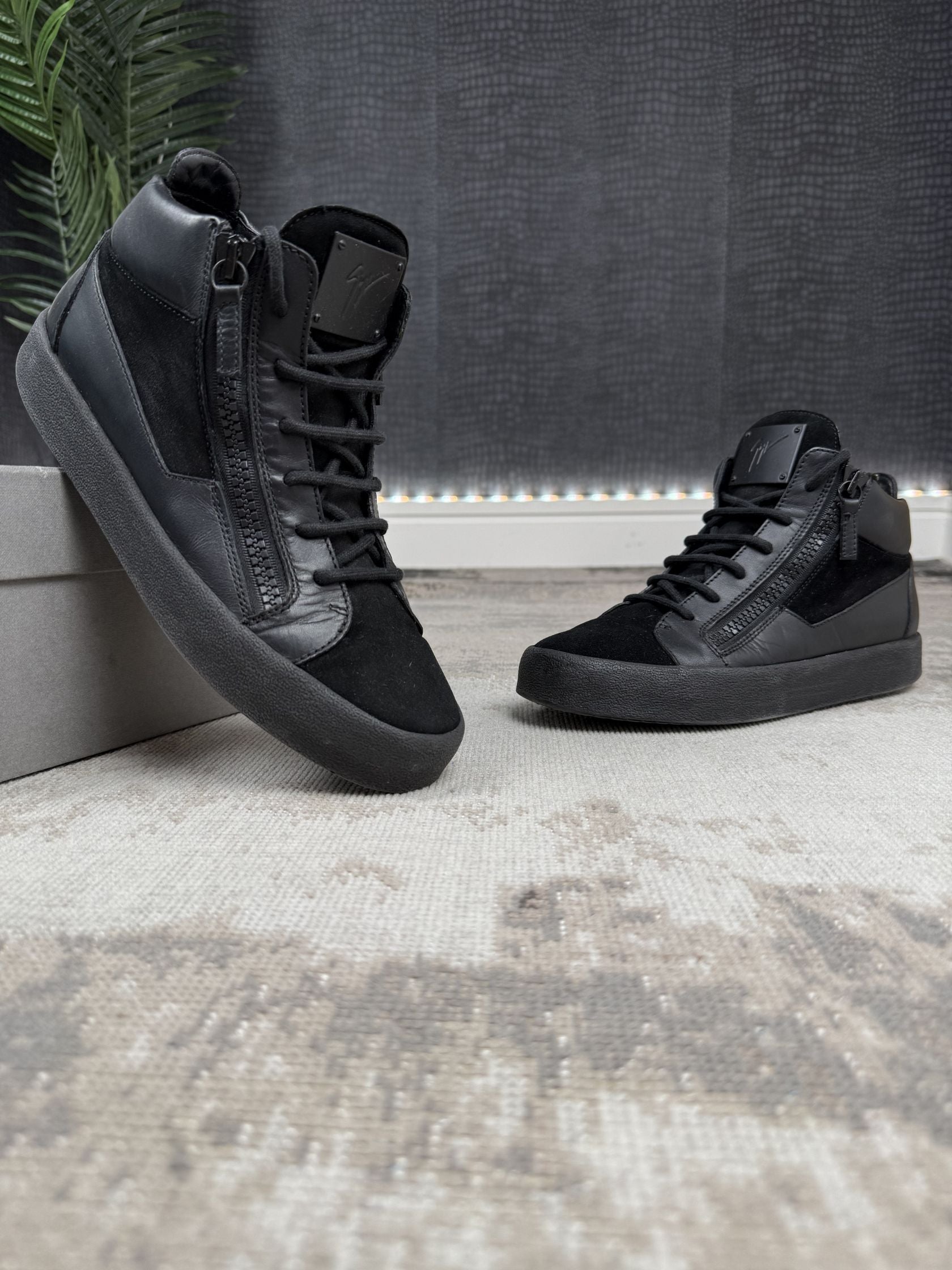 Giuseppe Zanotti Kriss Suede & Leather High-Top Trainers - Black Giuseppe Zanotti