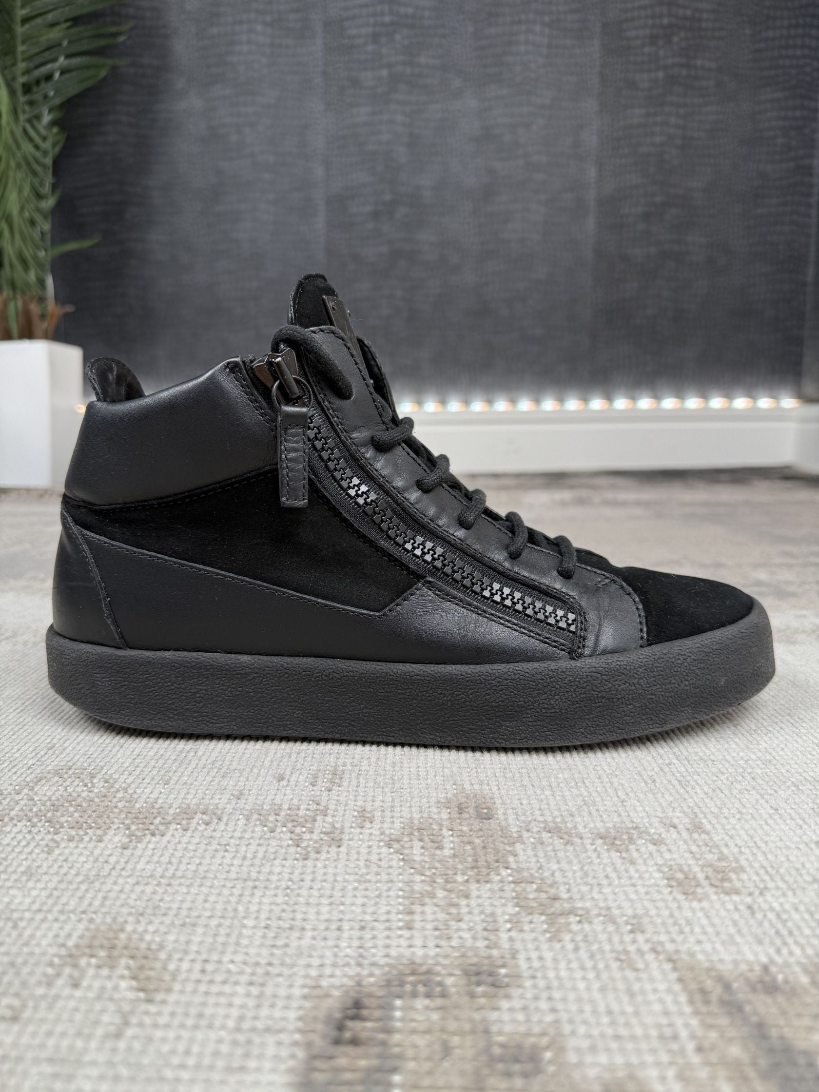 Giuseppe Zanotti Kriss Suede & Leather High-Top Trainers - Black Giuseppe Zanotti