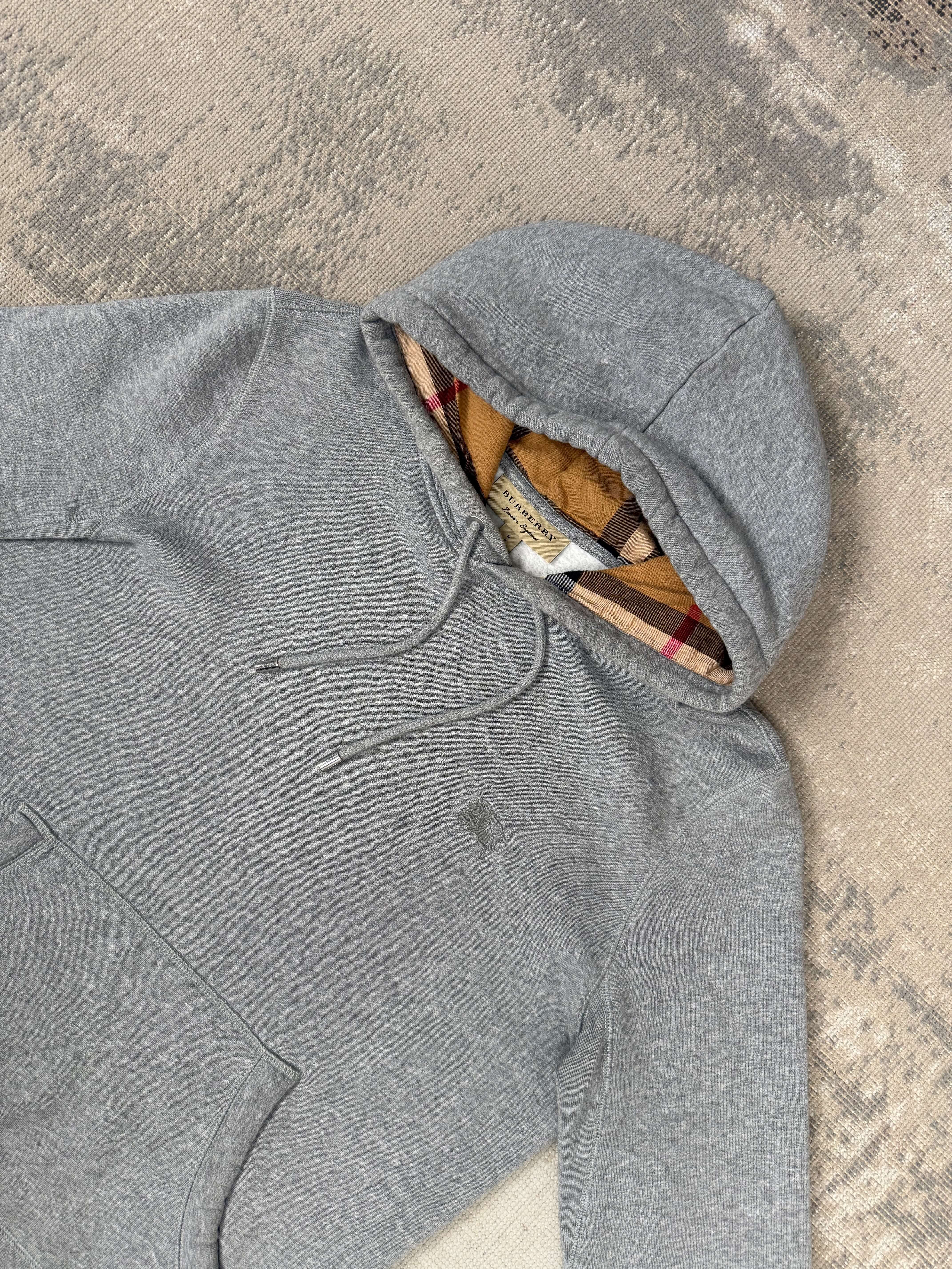 Burberry Embroidered EKD Cotton Hoodie - Grey Burberry