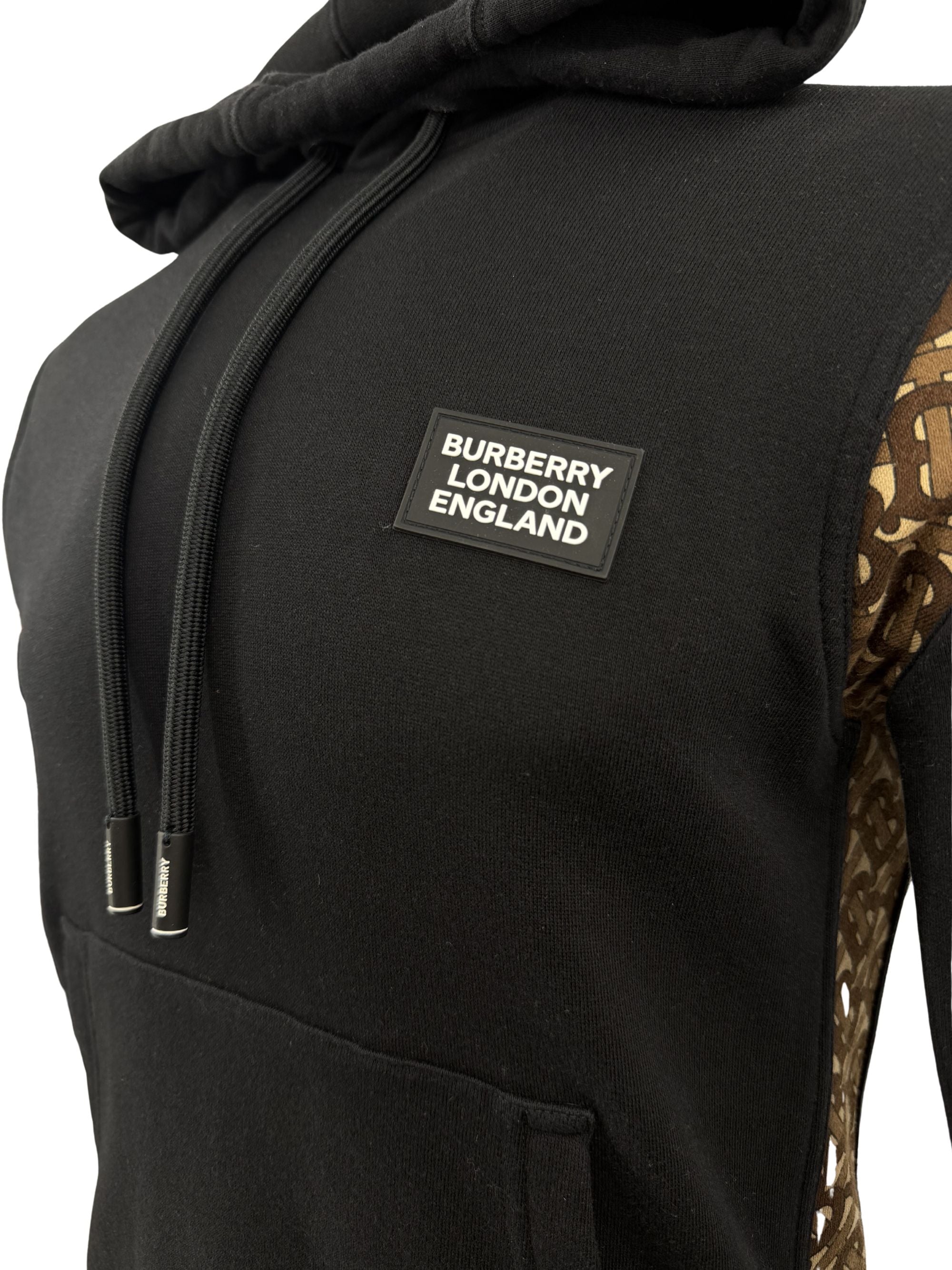 Burberry Monogram Panel Logo Hoodie - Black Burberry