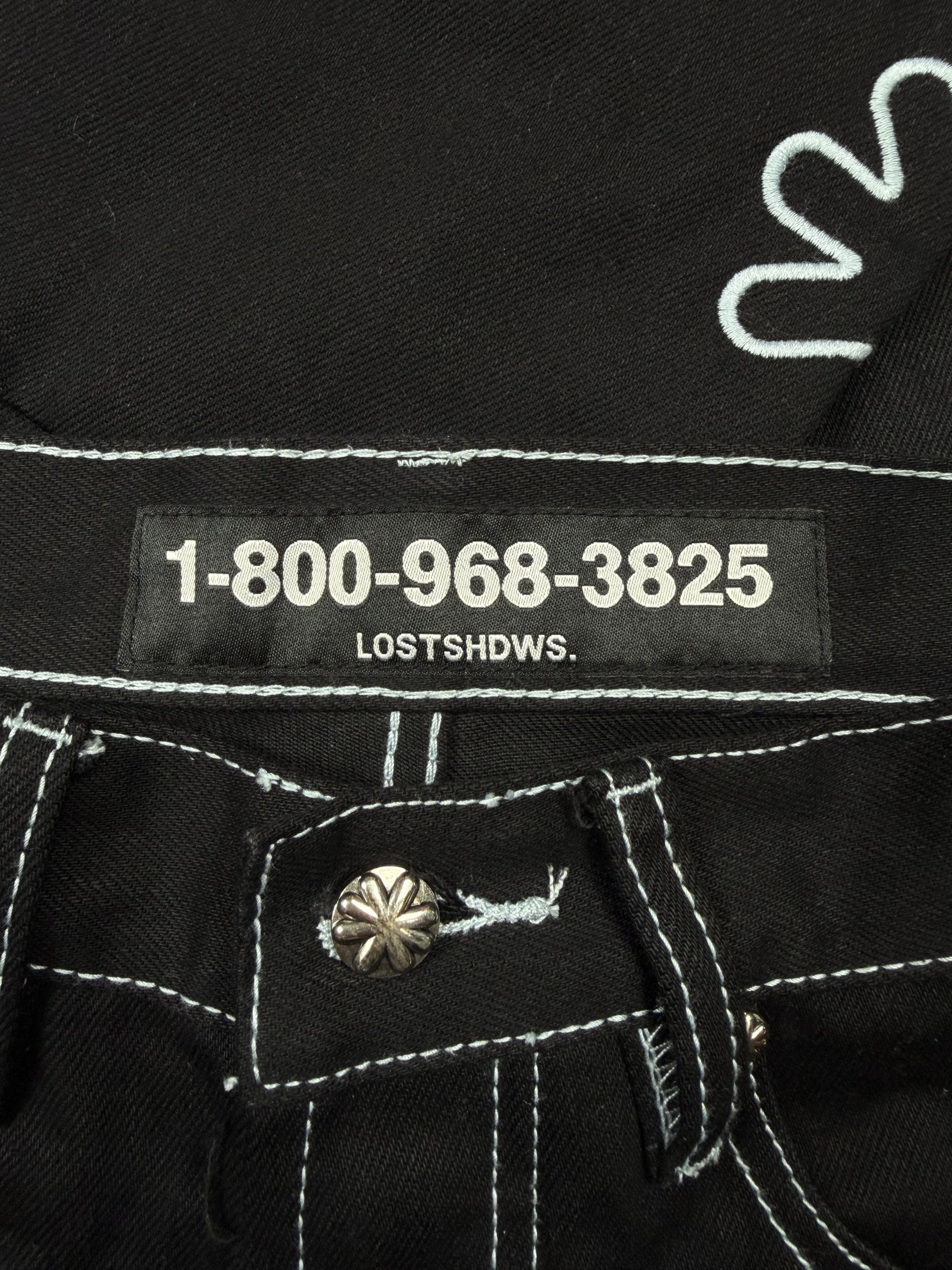 Lost Shdws Flower Embroidered Jeans - Black Lost Shdws