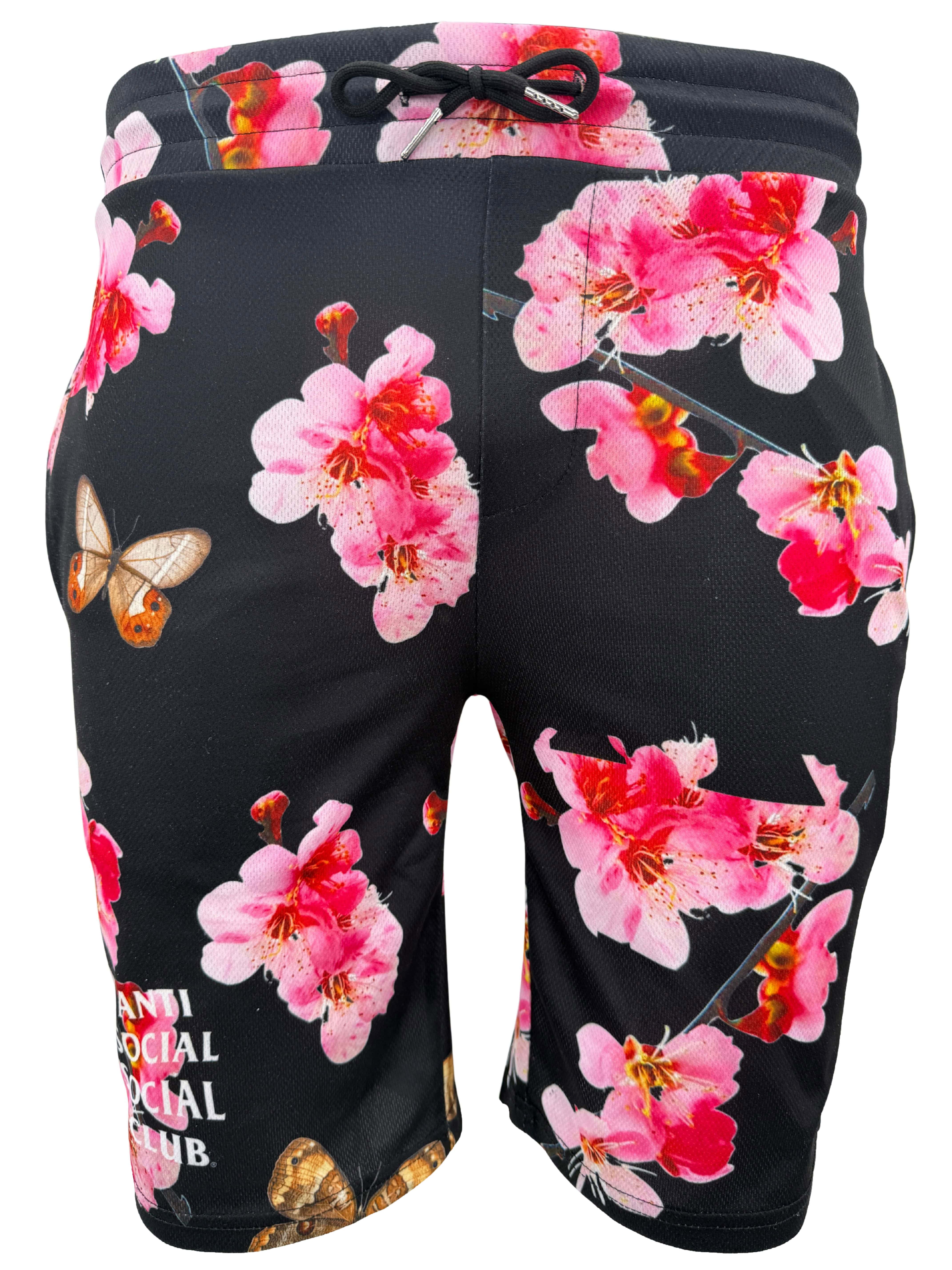 Anti Social Social Club Butterfly Floral Shorts - Black Anti Social Social Club