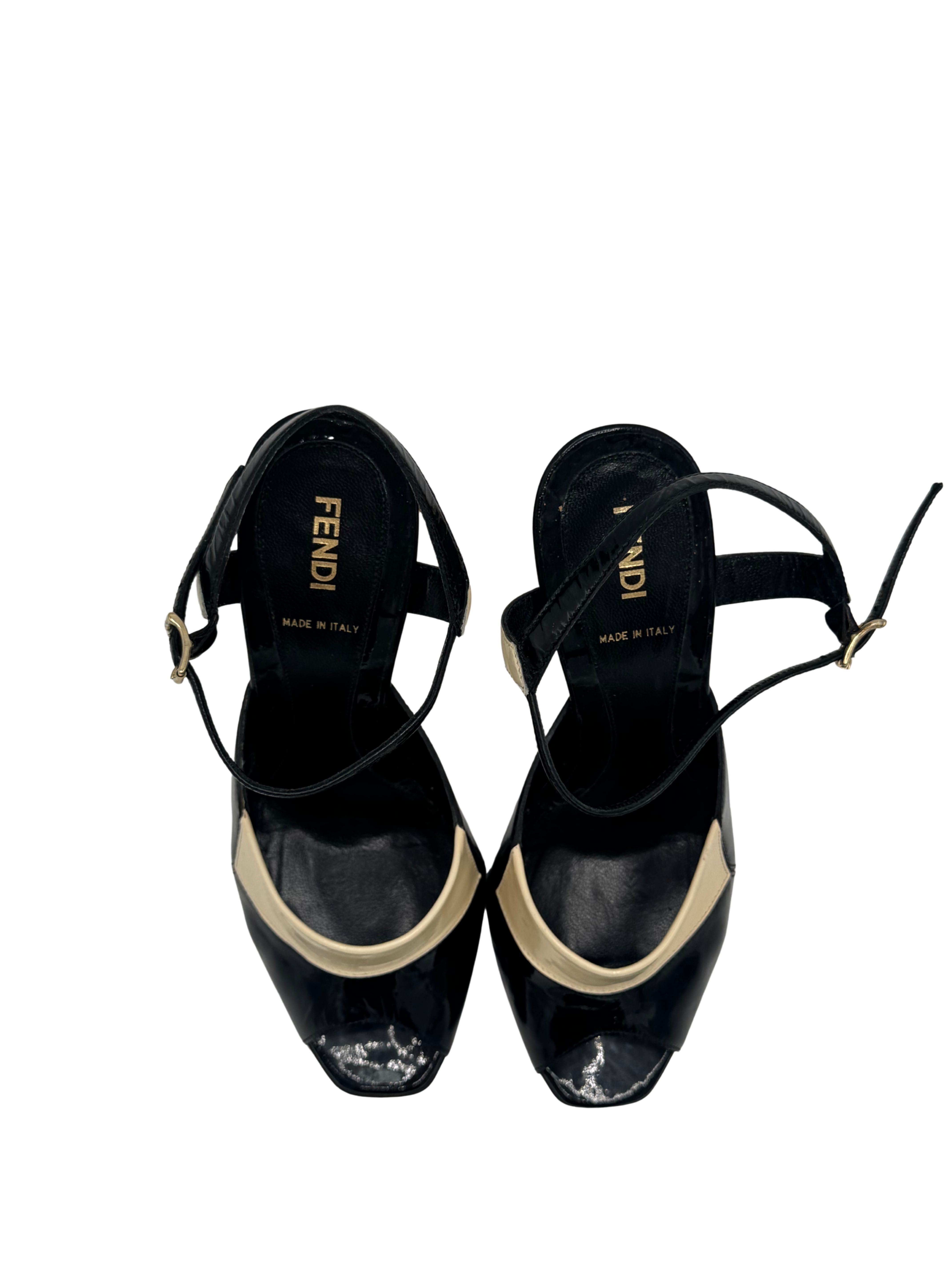 Fendi Runway Studded Mirrored Leather Heels Fendi