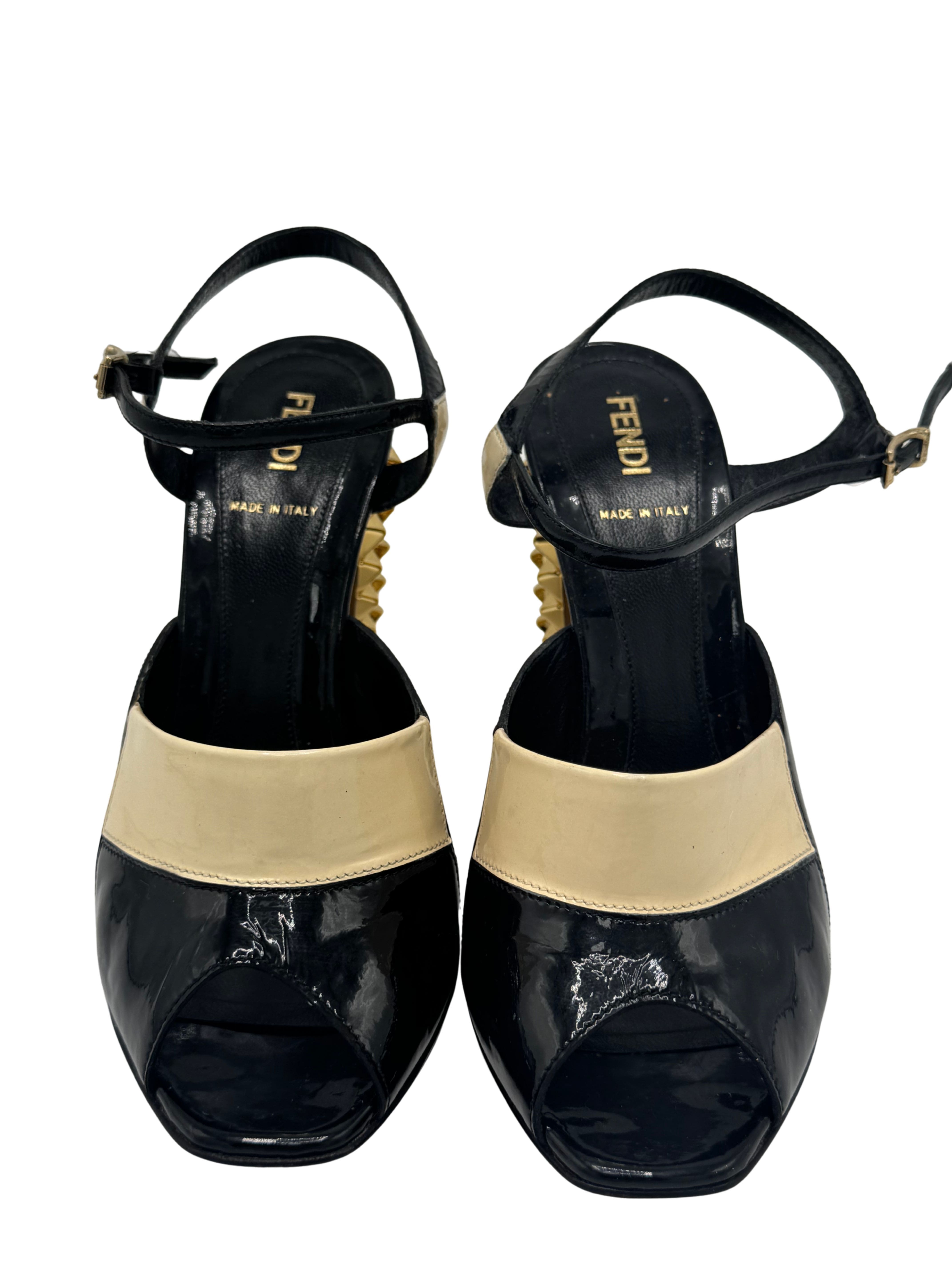 Fendi Runway Studded Mirrored Leather Heels Fendi