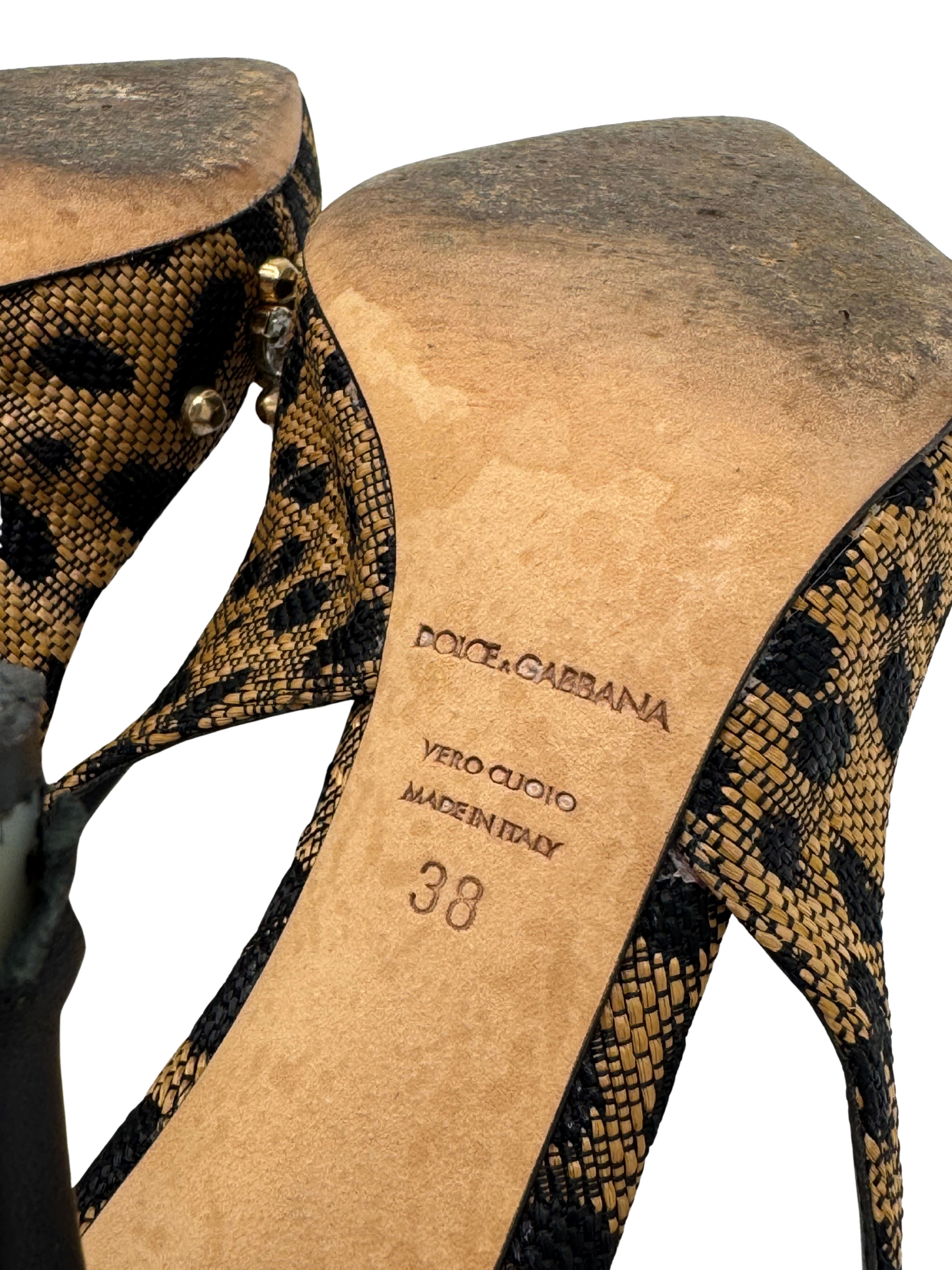 WOMEN'S Dolce & Gabbana Crystal Embellished Slingback Heels - Leopard