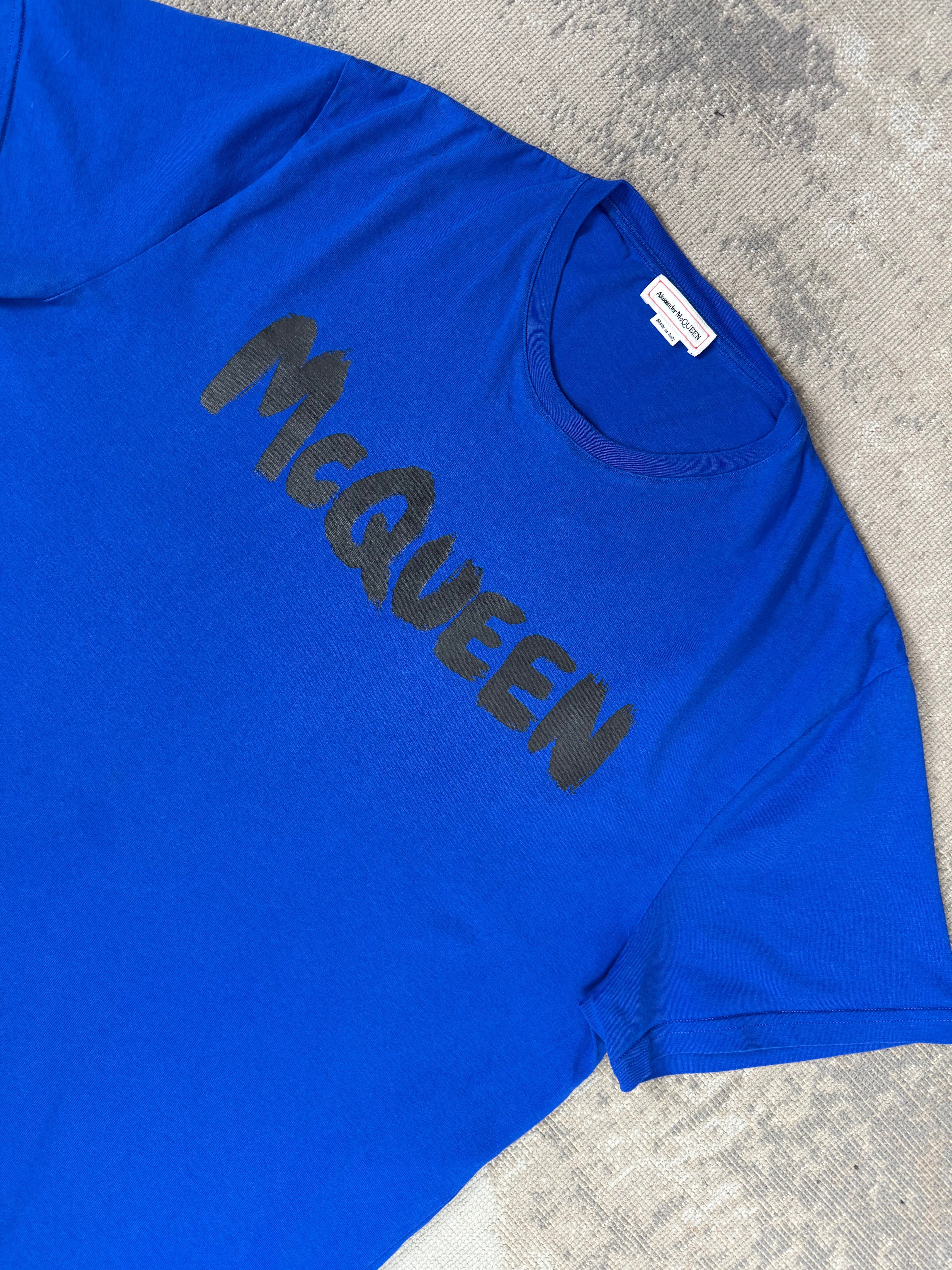 Alexander McQueen Graffiti Logo T-Shirt - Blue