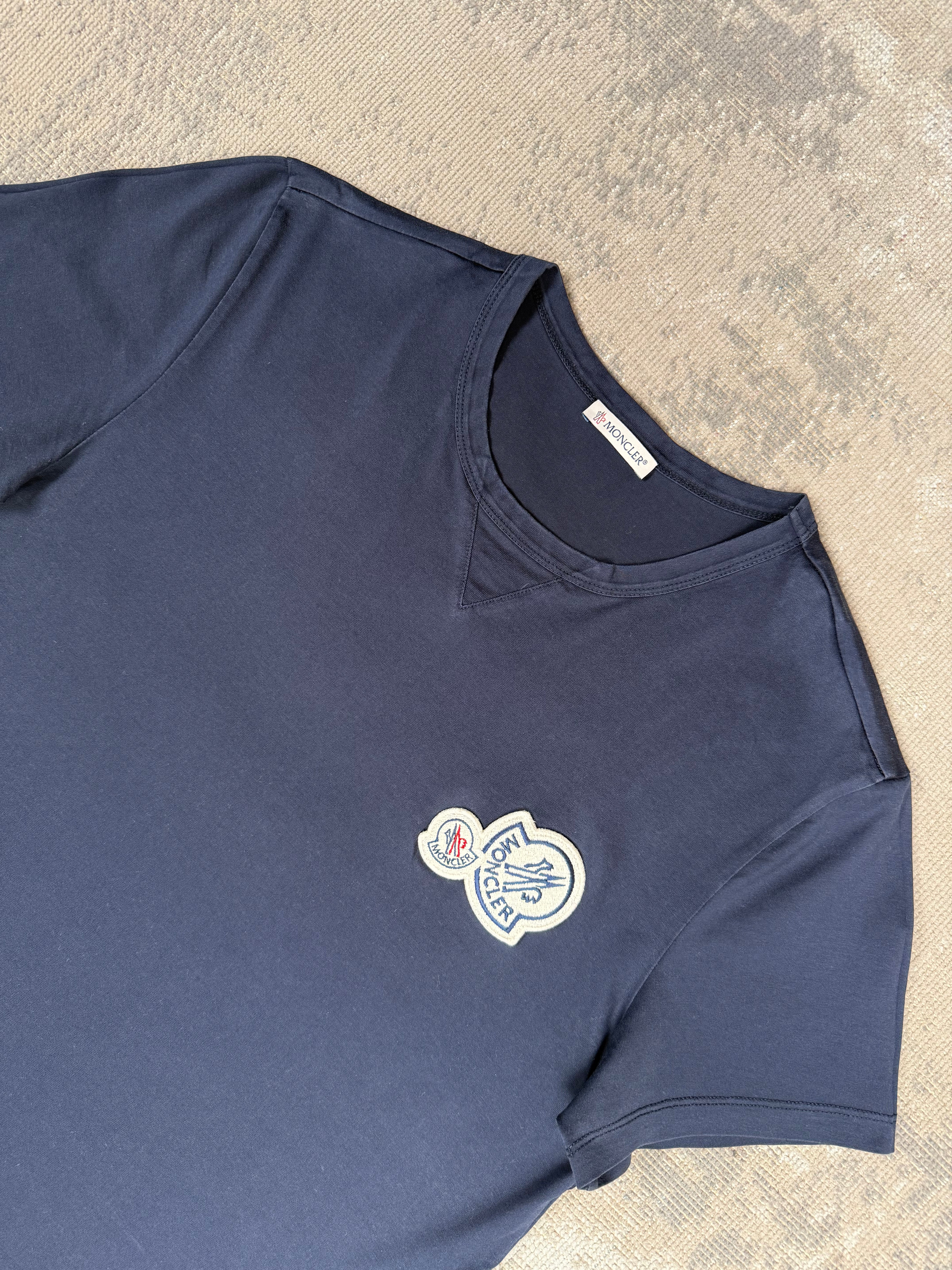 Moncler Double Logo Patch T-Shirt - Navy Moncler