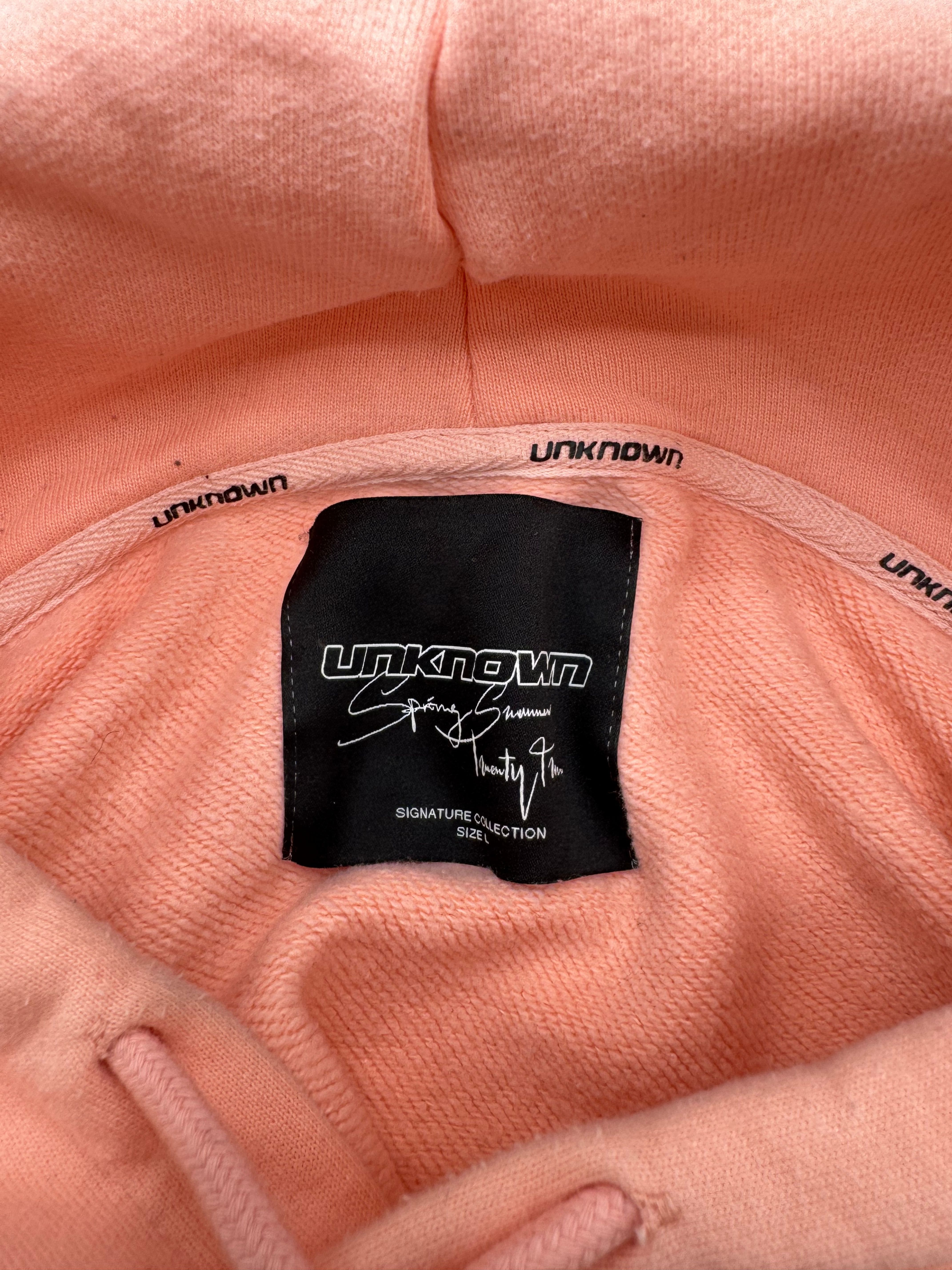 Unknown London Logo Embroidered Hoodie - Pink Unknown London