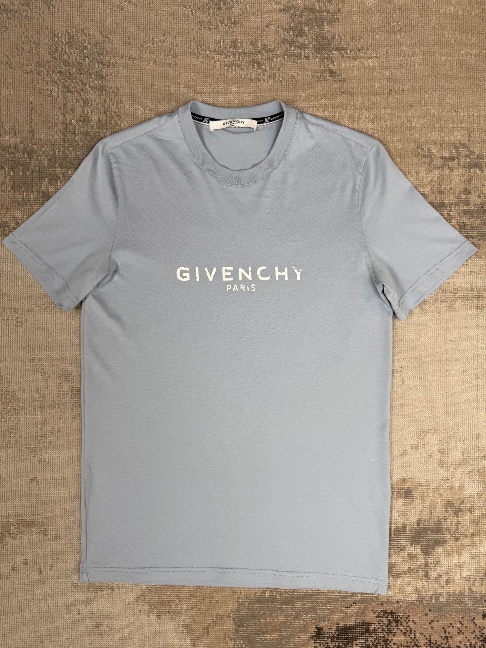 Givenchy Distressed Logo T-Shirt - Baby Blue Givenchy
