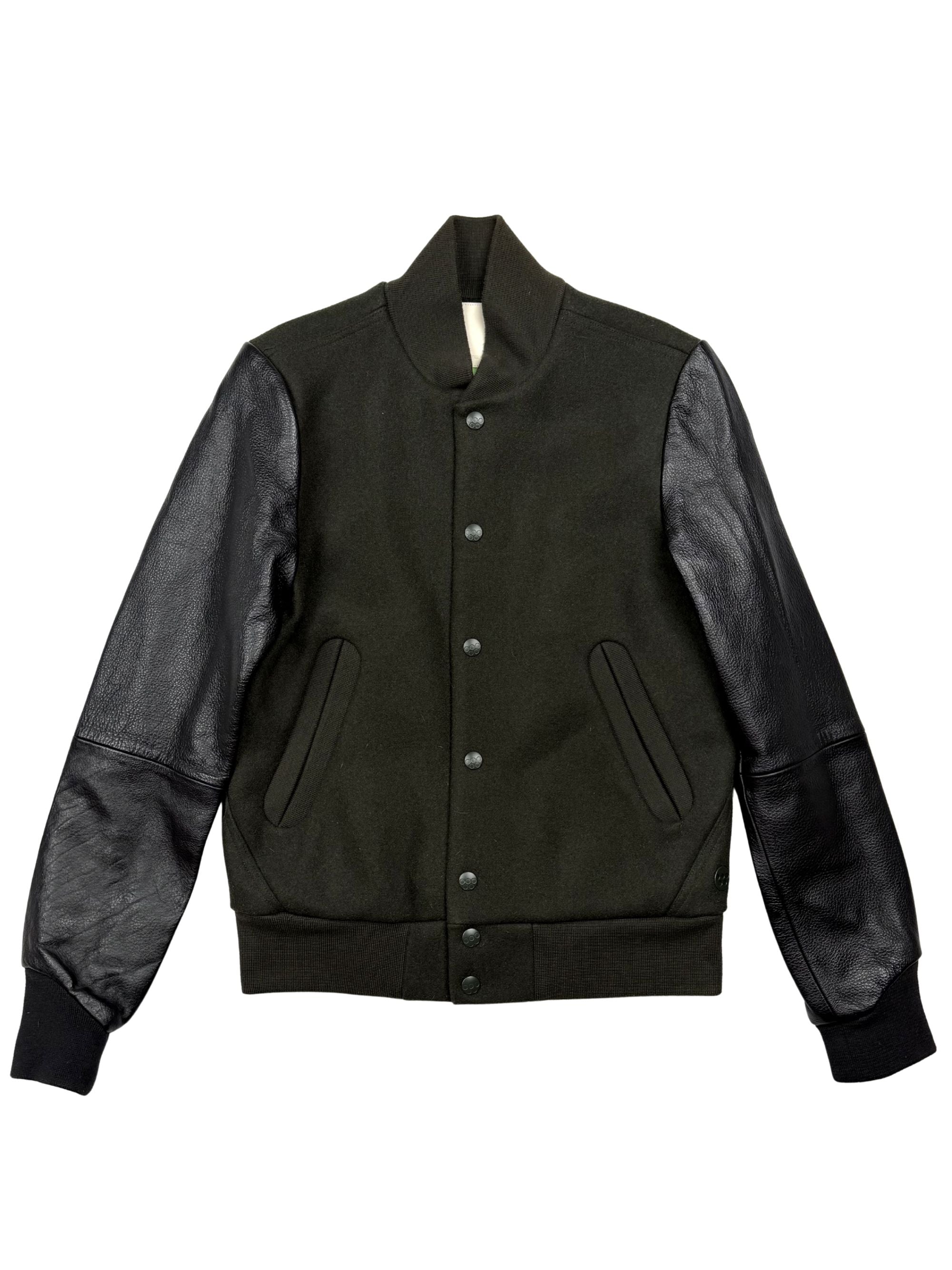G-Star Raw Leather Varsity Jacket - Green G-Star