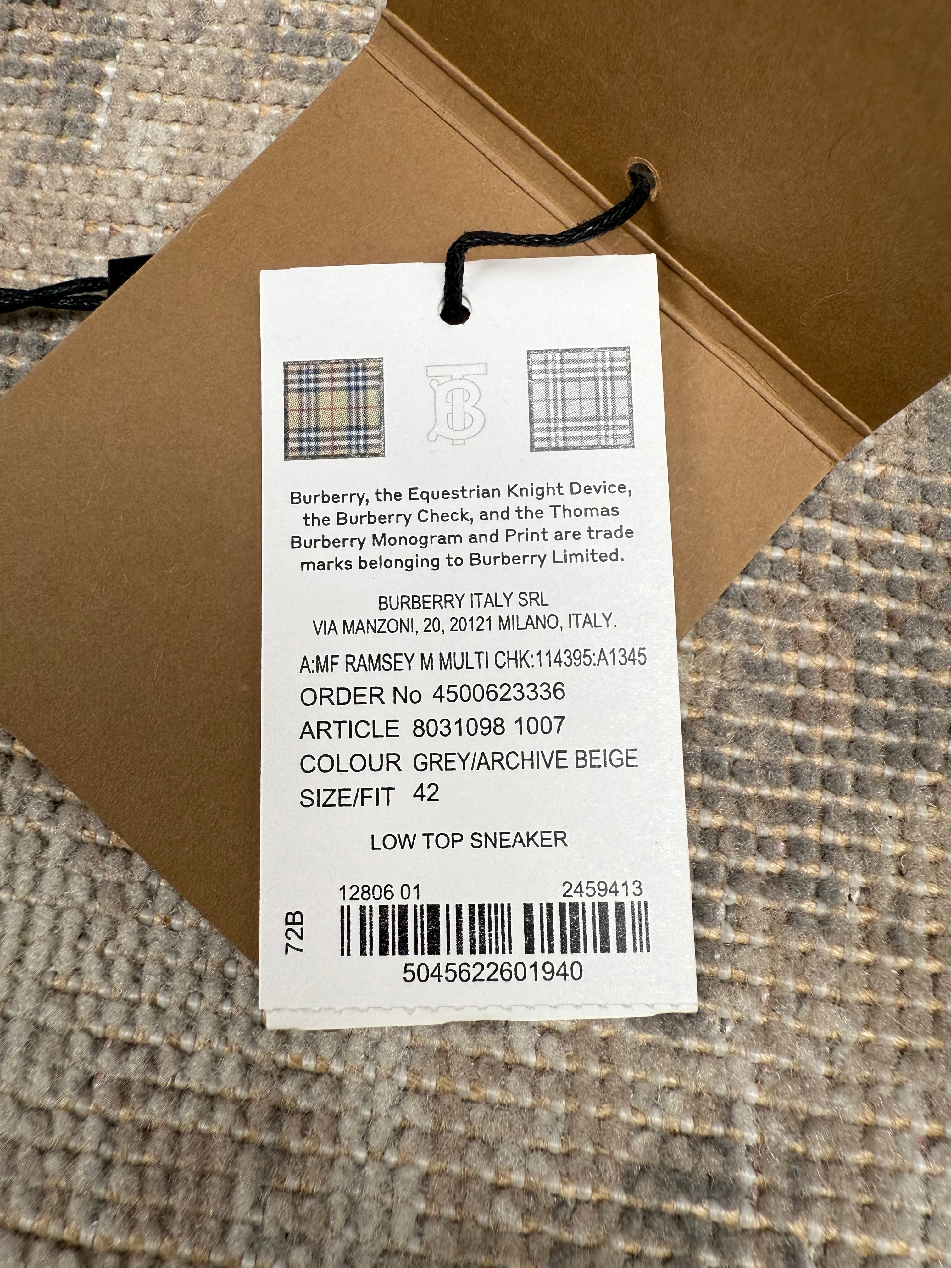 Burberry Ramsey Trainer - Grey / Beige Burberry