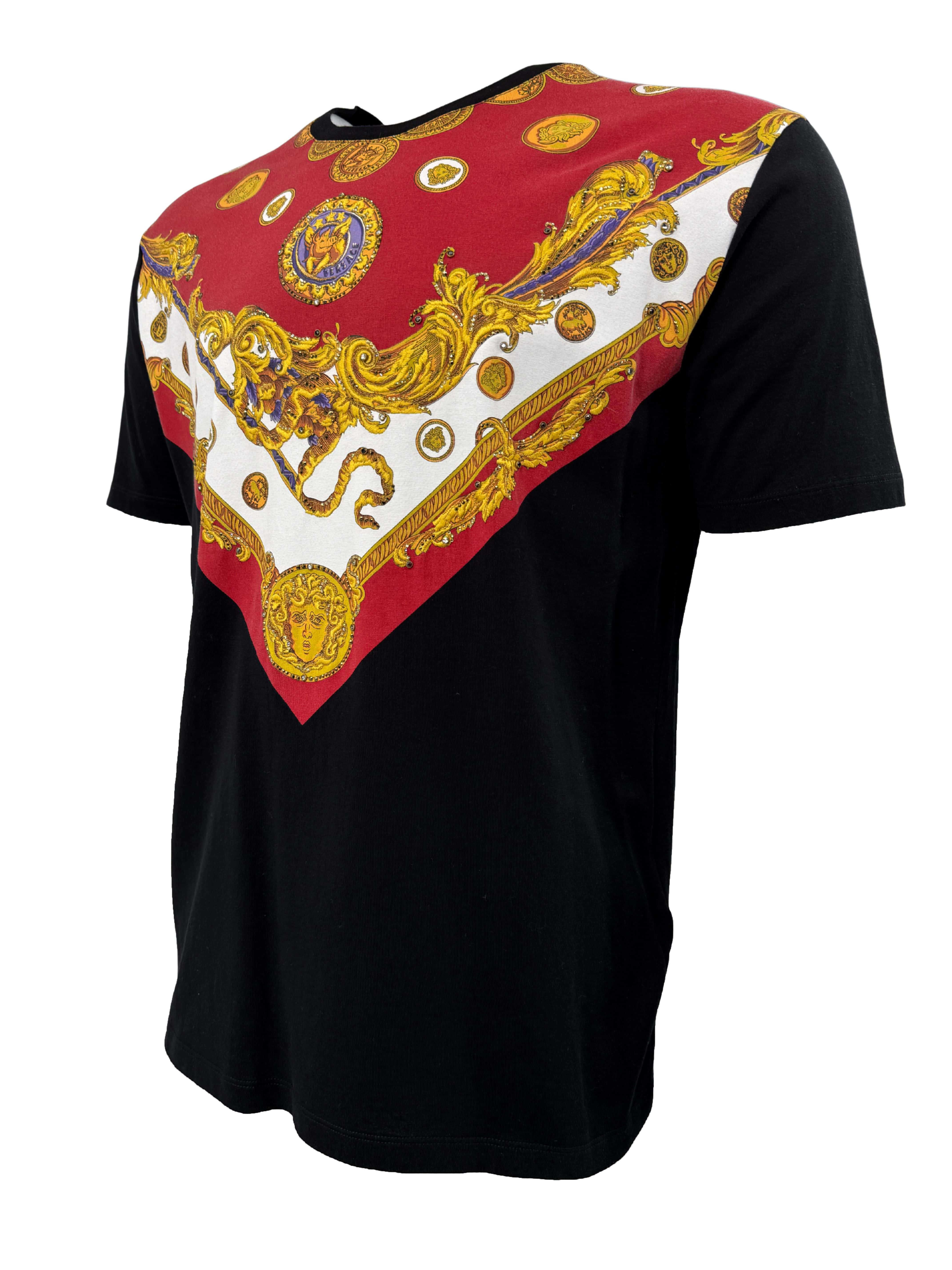 Versace Medusa Sequin Embellished T-Shirt - Black