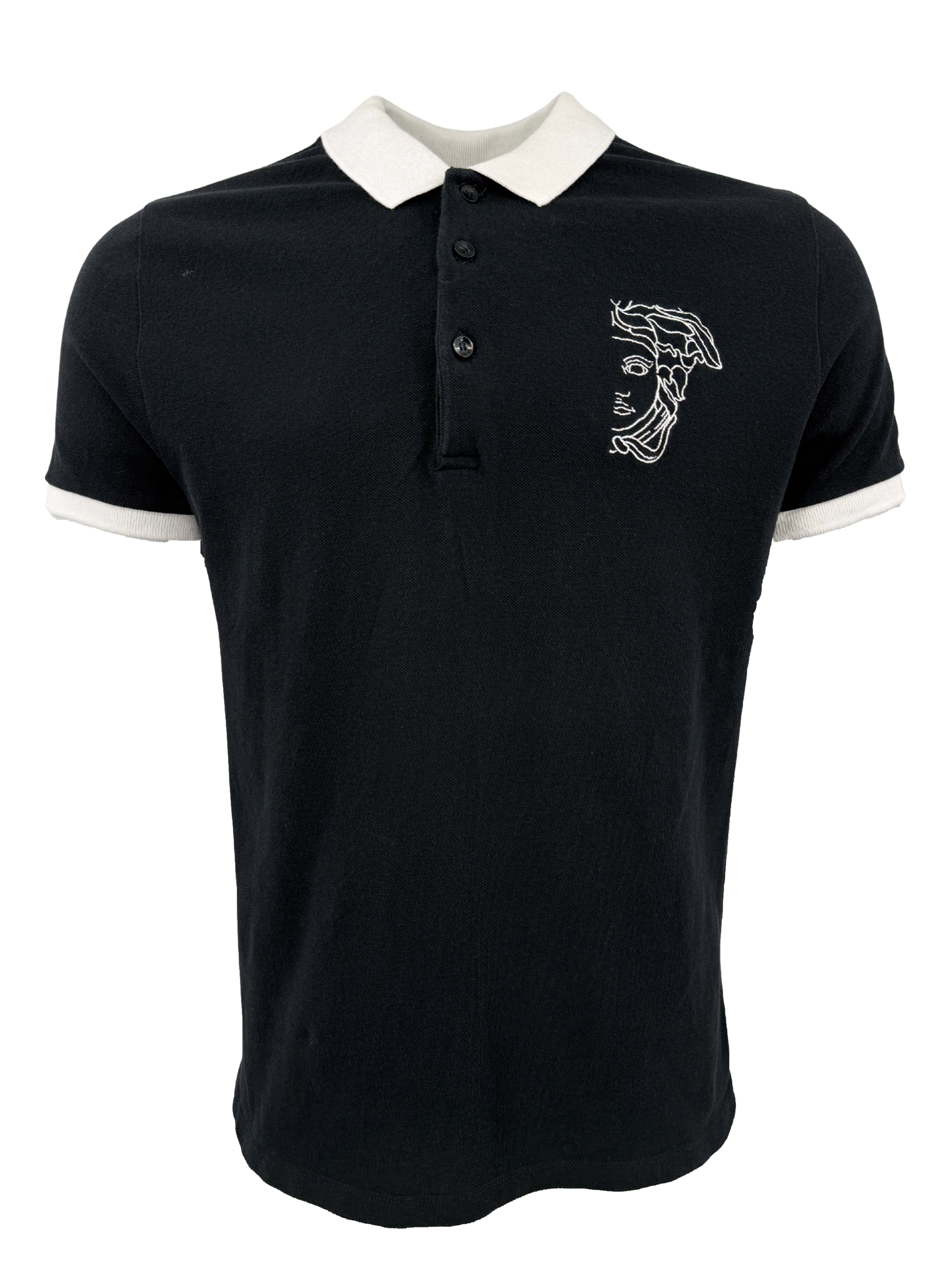 Versace Embroidered Medusa Polo - Black Versace