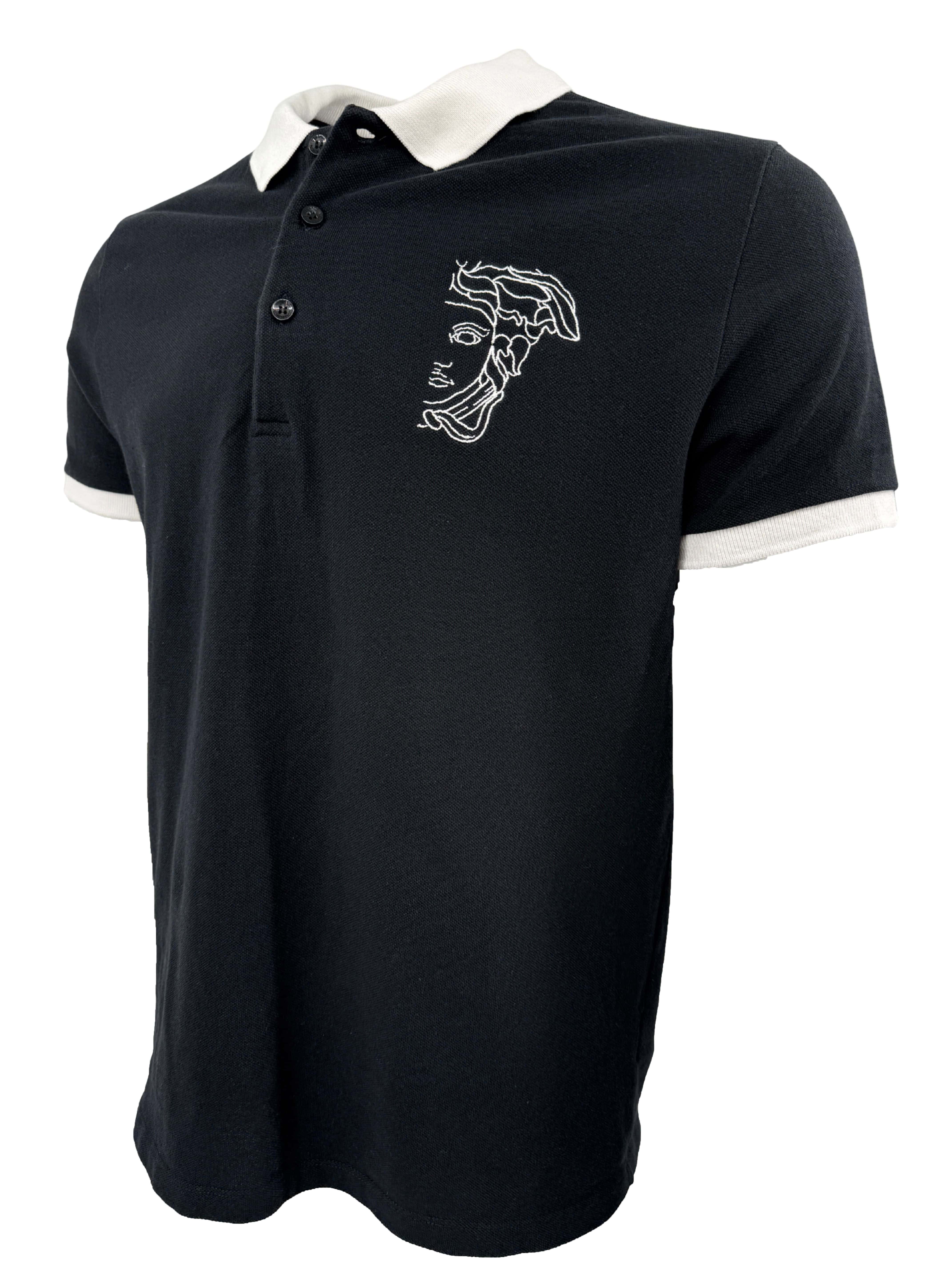 Versace Embroidered Medusa Polo - Black Versace