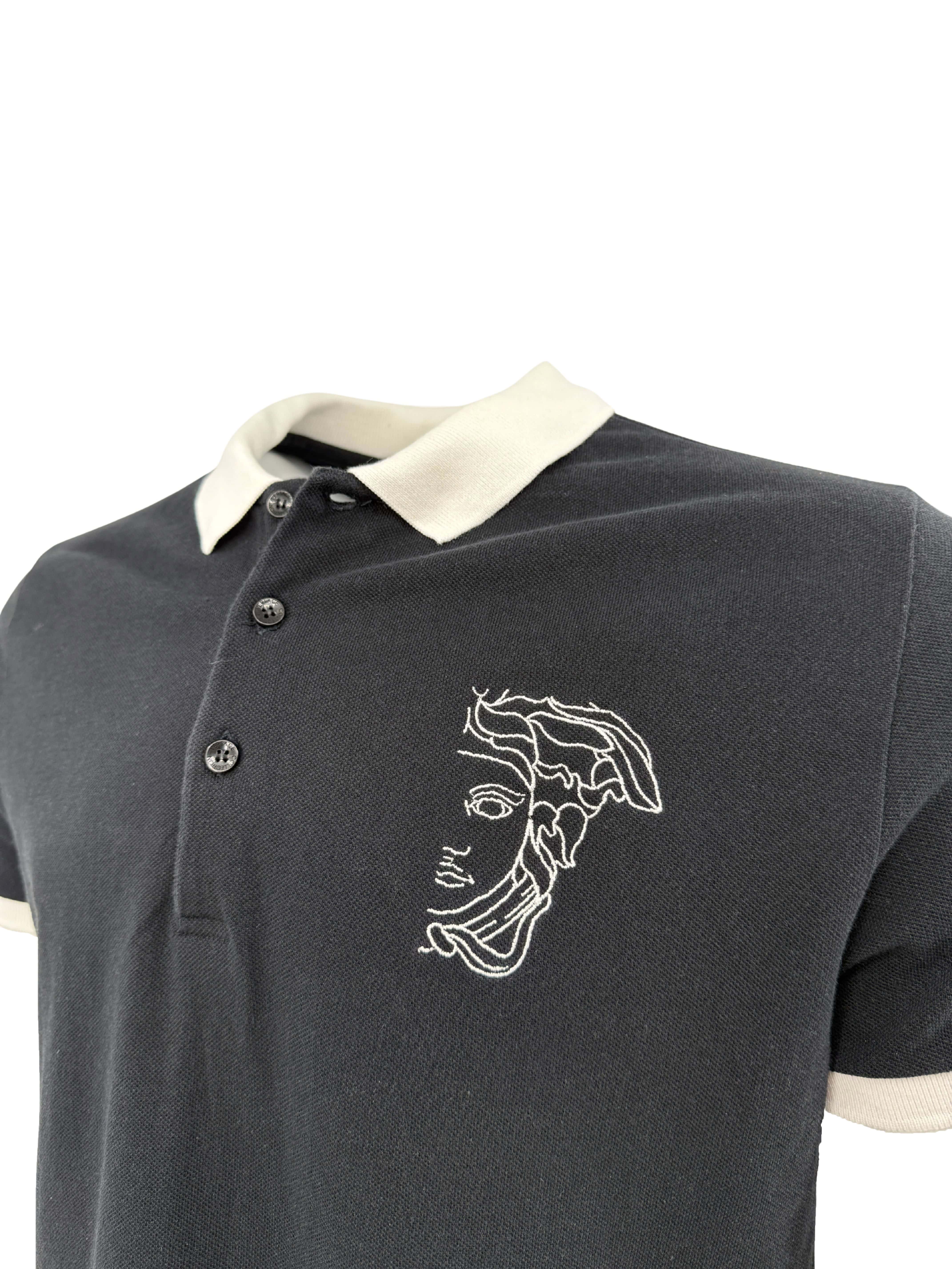 Versace Embroidered Medusa Polo - Black Versace