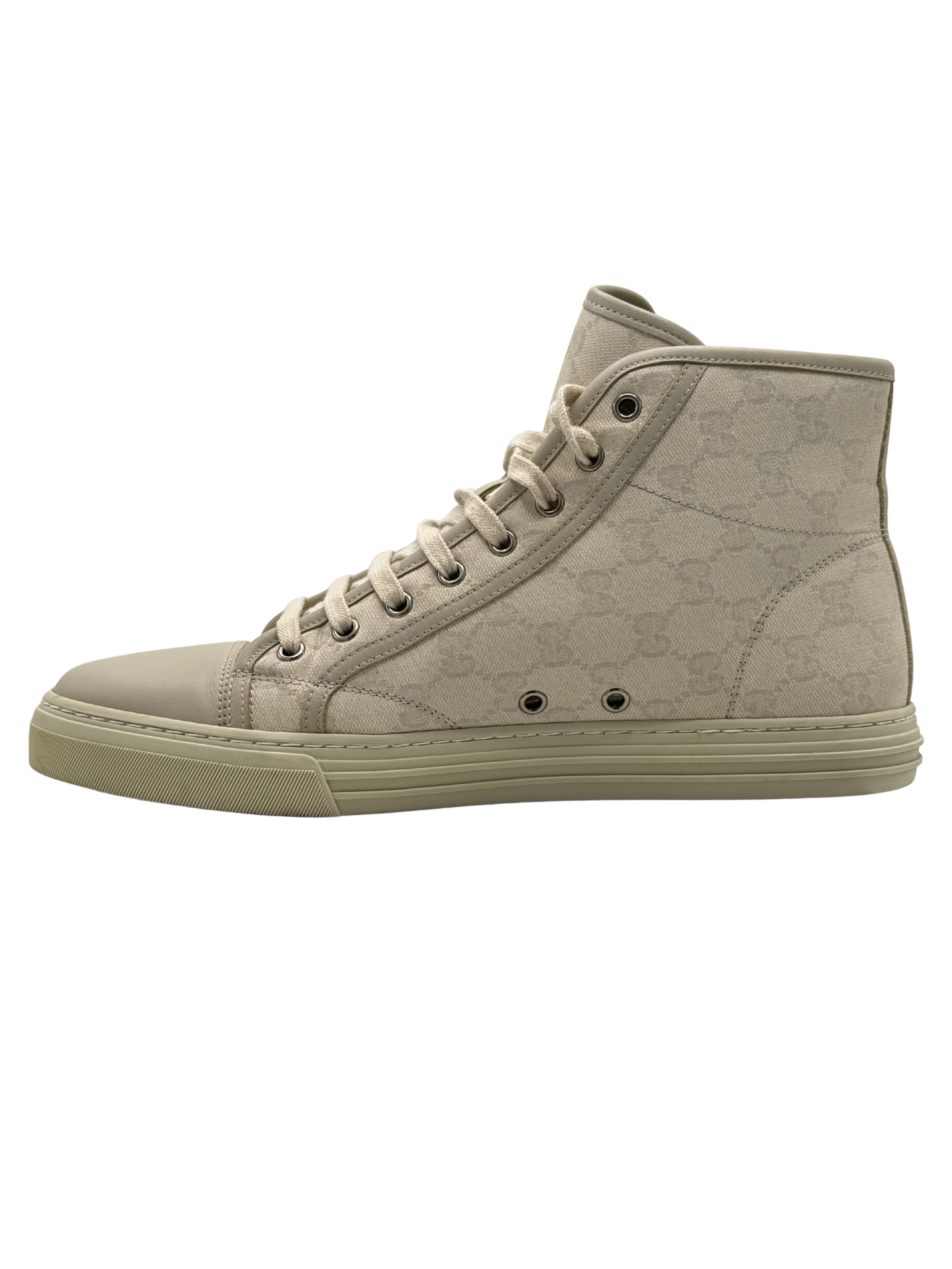 Gucci High-Top Monogram Canvas Trainers - Beige