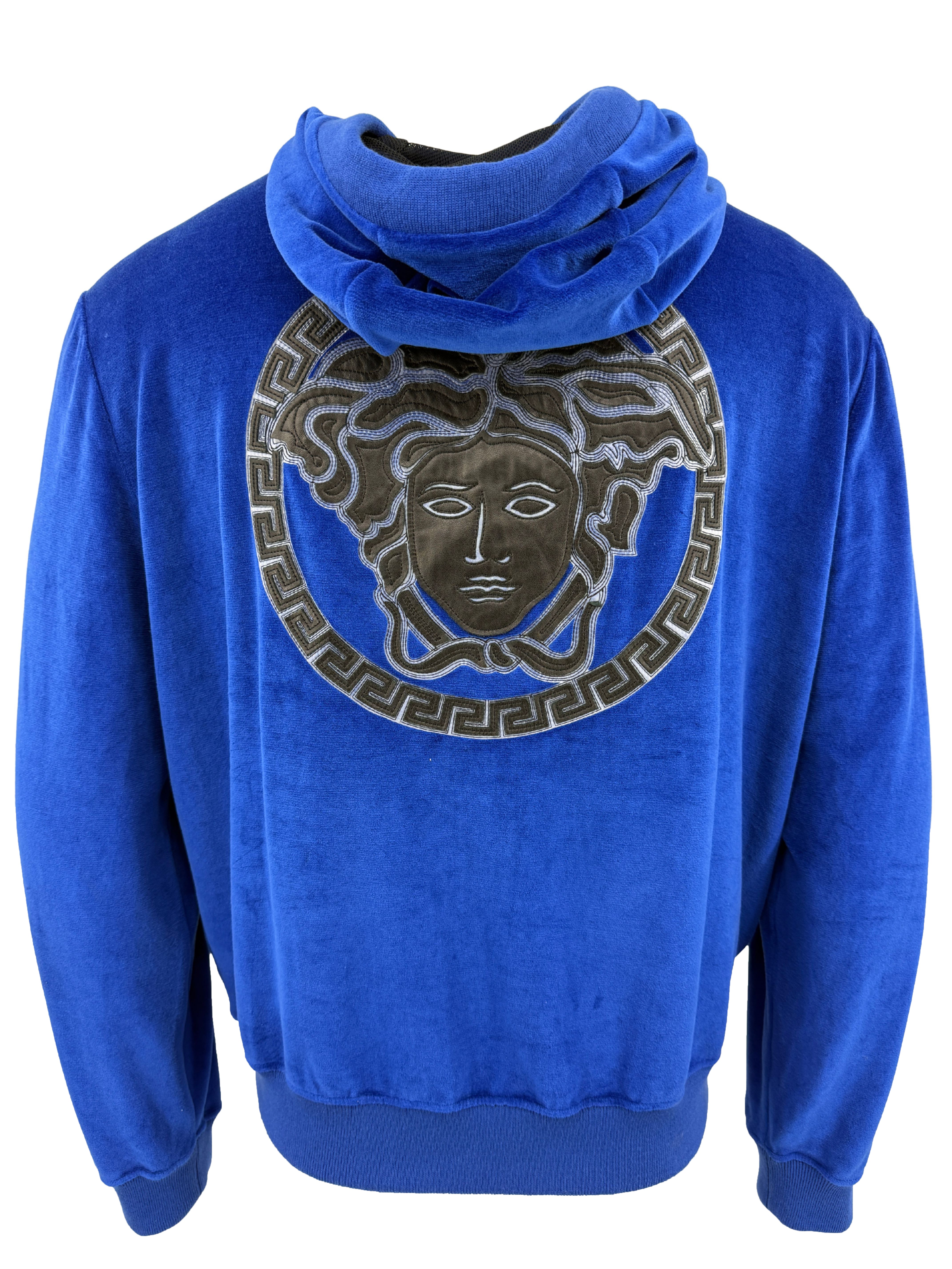 Versace Medusa Velour Zip Hoodie - Blue (Unused)